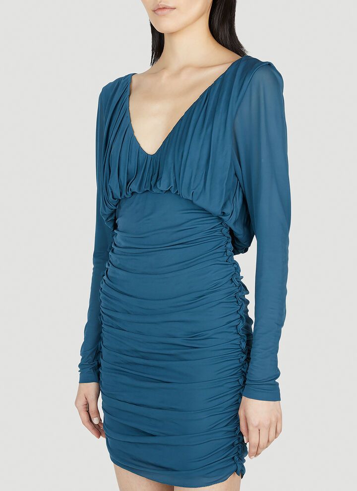 Saint Laurent Paris o1s1wg110924 Draped Dress In Jersey in Blue Size XS / US 0-2 / IT 36-38 - 5 Thumbnail