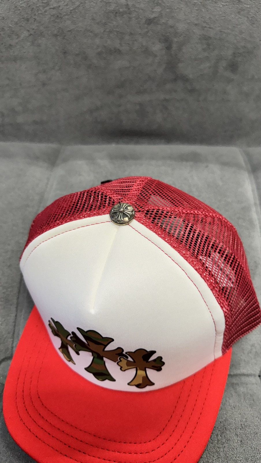 Chrome Hearts Chrome Hearts Triple Cross Red Trucker Camo Size ONE SIZE - 3 Thumbnail