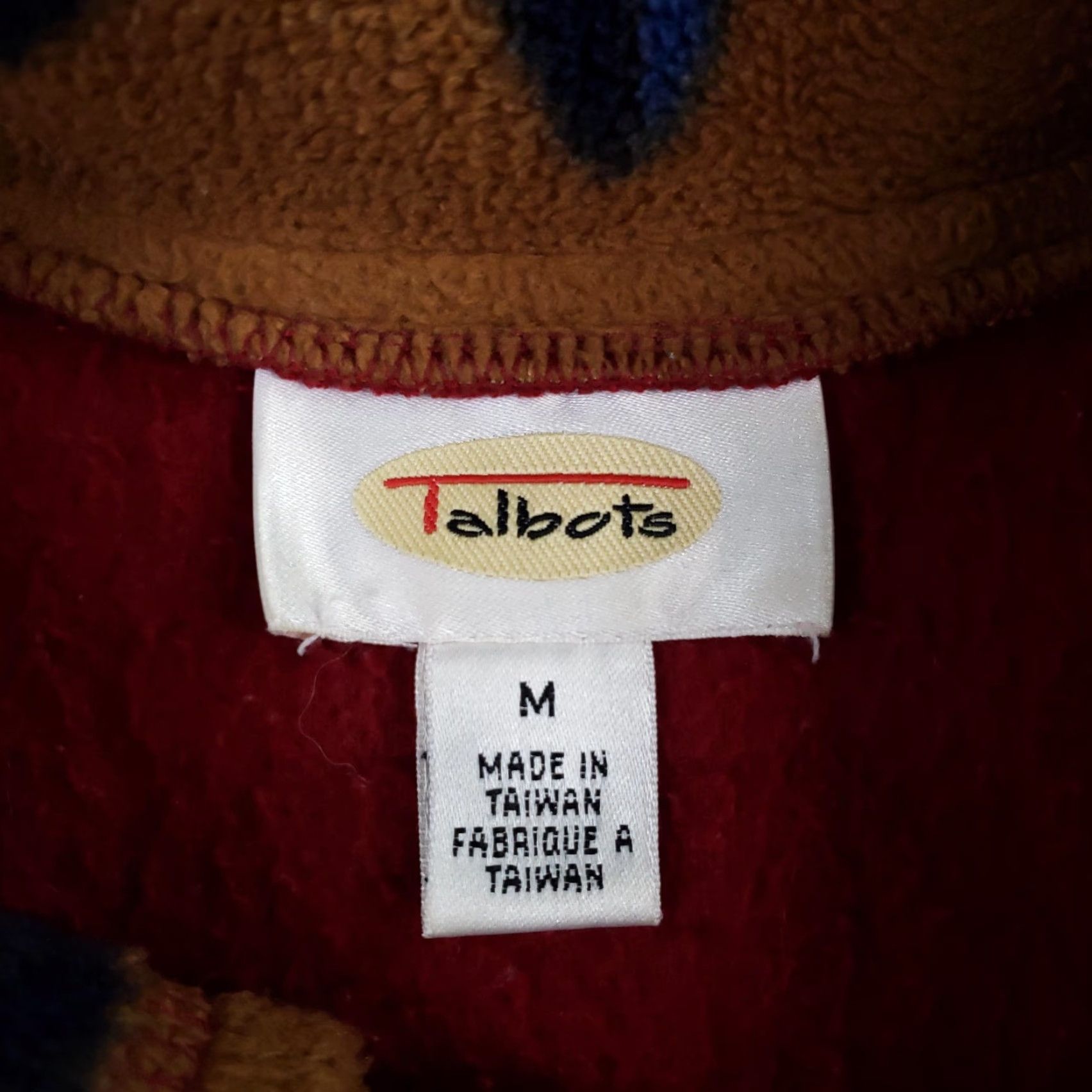 Talbots VINTAGE Talbots Jacket Womens Medium Red Fleece Leaf Print Button Front Fall Leaves Size M / US 6-8 / IT 42-44 - 5 Thumbnail