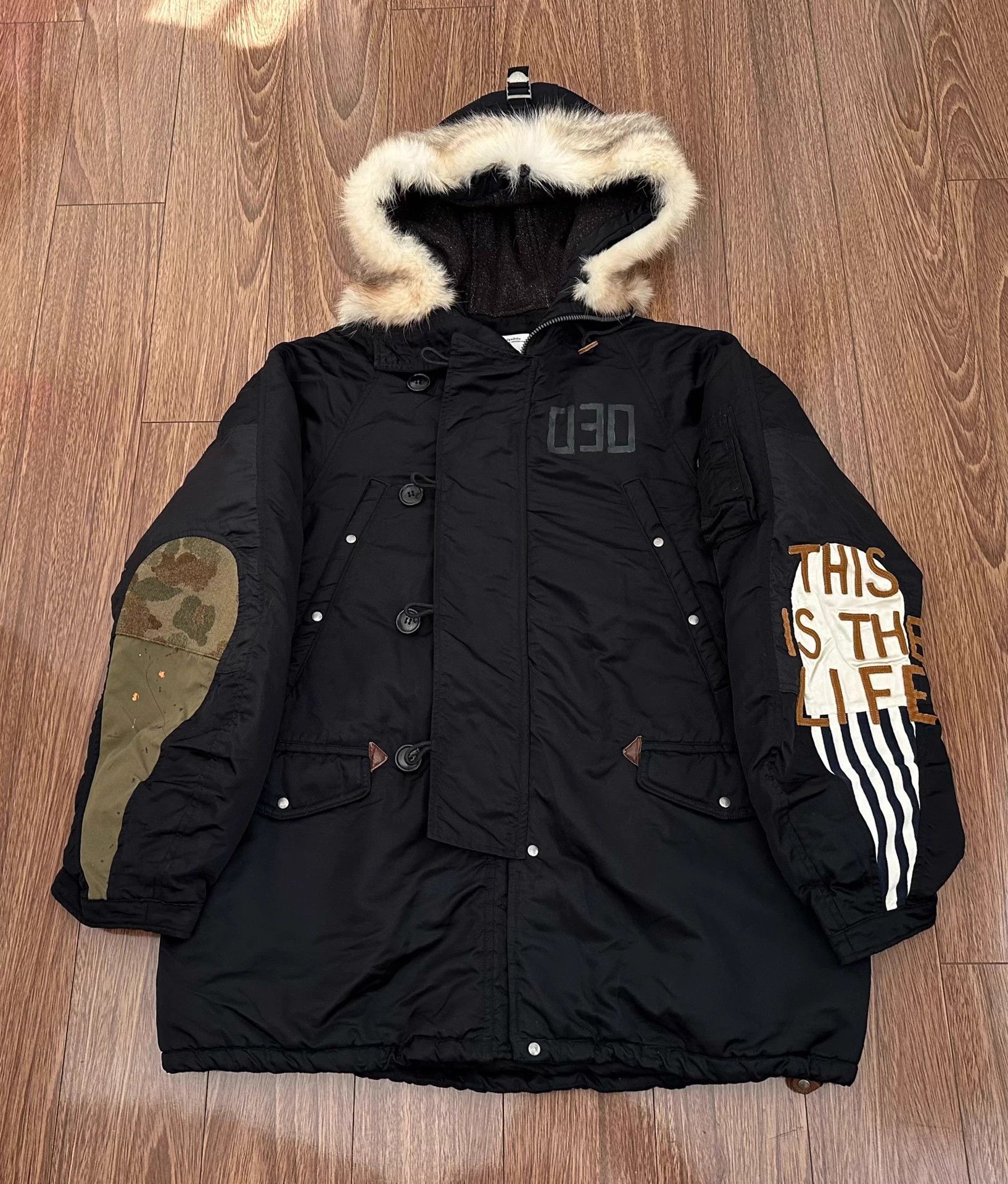 VISVIM Valdez 19AW Collage Padded Wool Jacket Black