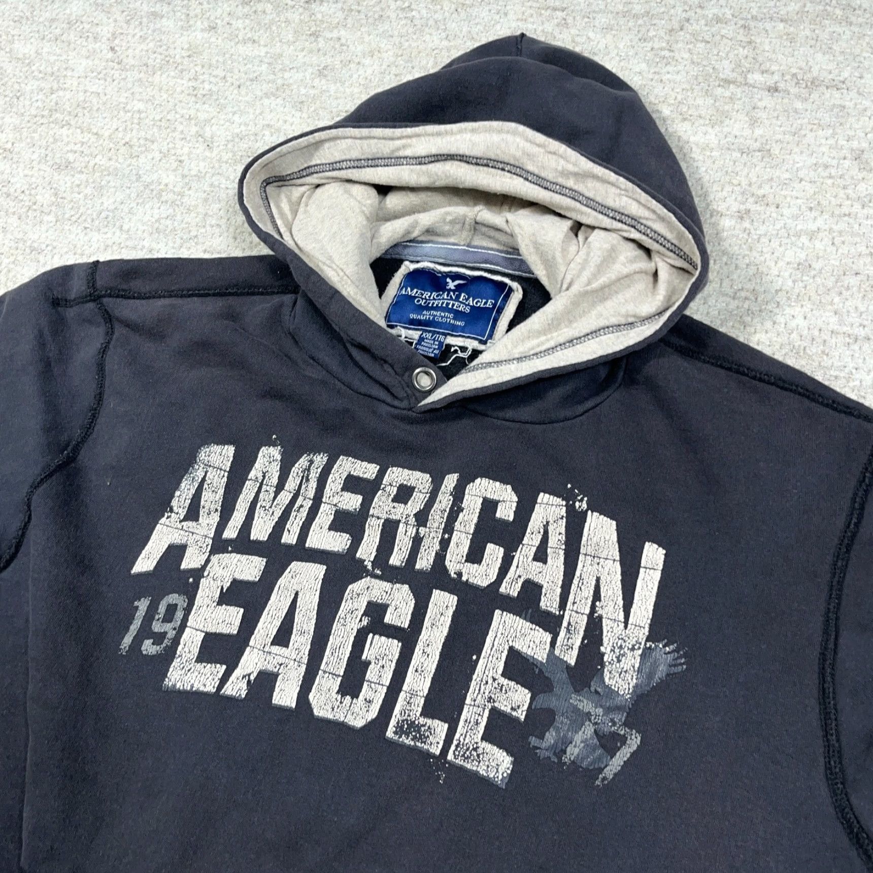 American Eagle Outfitters VINTAGE American Eagle Outfitters Hoodie Men 2XL Black Sweatshirt Hooded Embroidered Logo Graphic Print Size US XXL / EU 58 / 5 - 4 Thumbnail