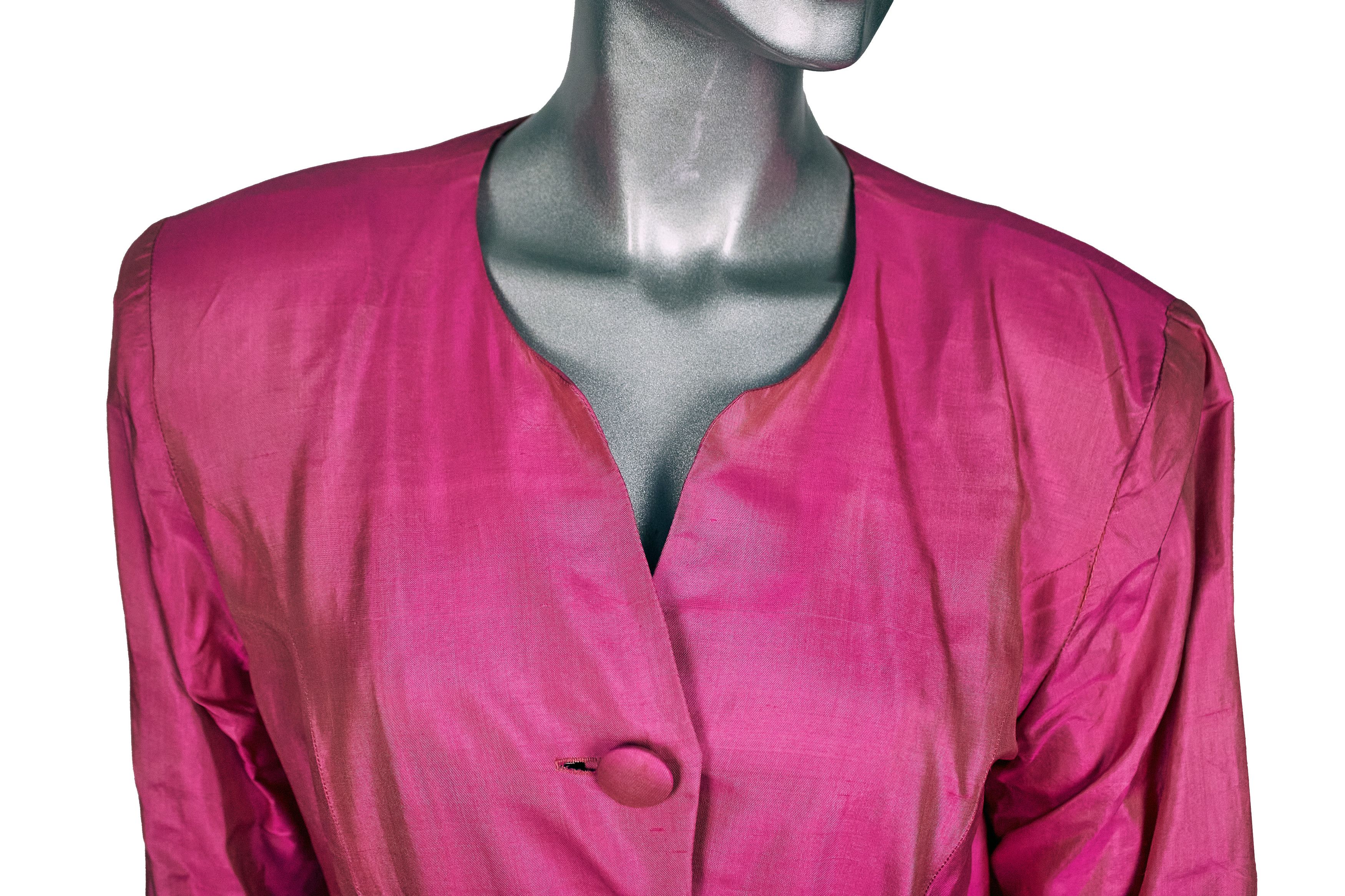 Vintage Vintage 80s Pink Silk Dress With Belt Size M / US 6-8 / IT 42-44 - 9 Thumbnail