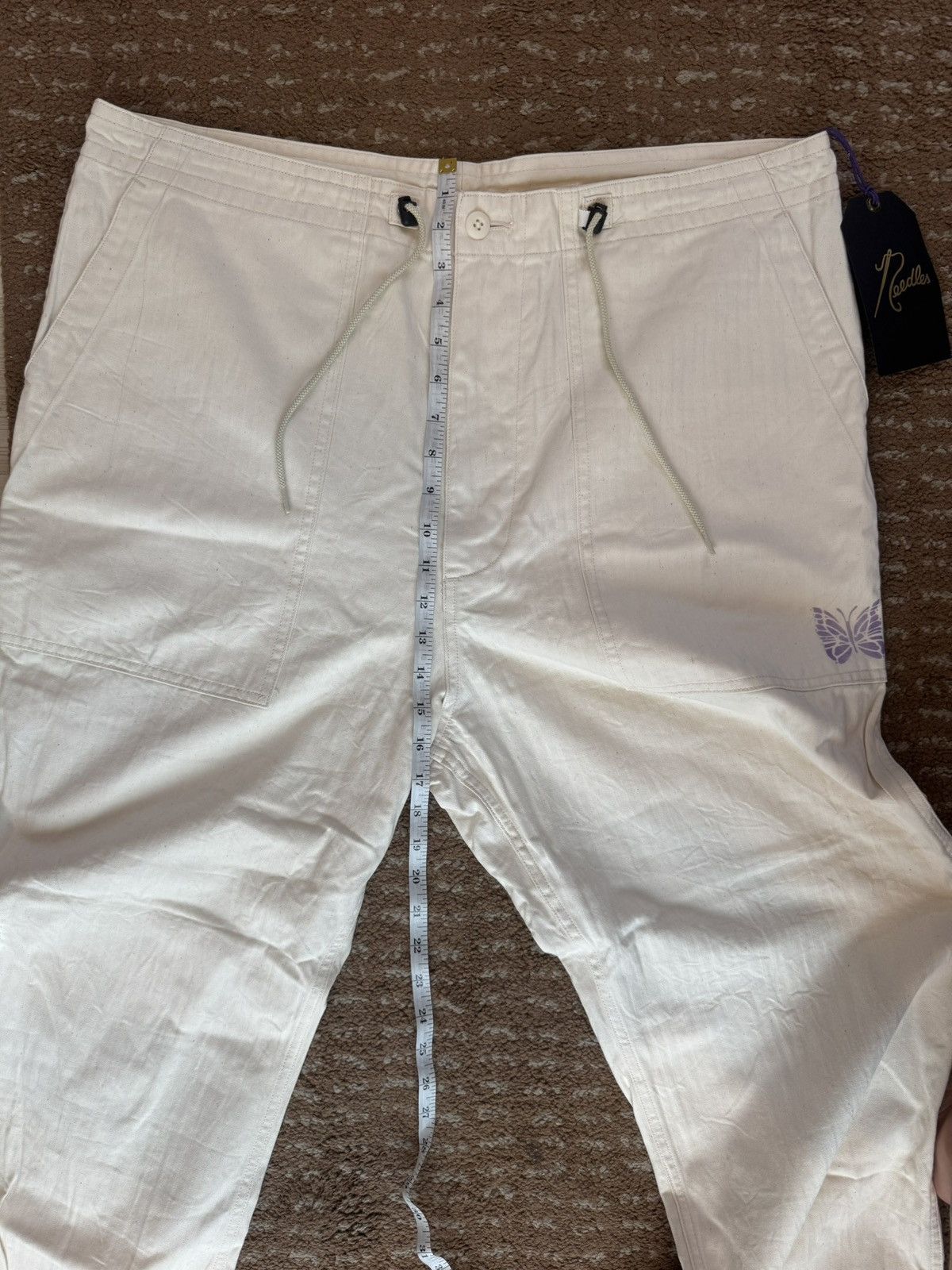 Needles Needles Herringbone String Fatigue Trousers in Off-White Size US 40 / EU 56 - 9 Thumbnail