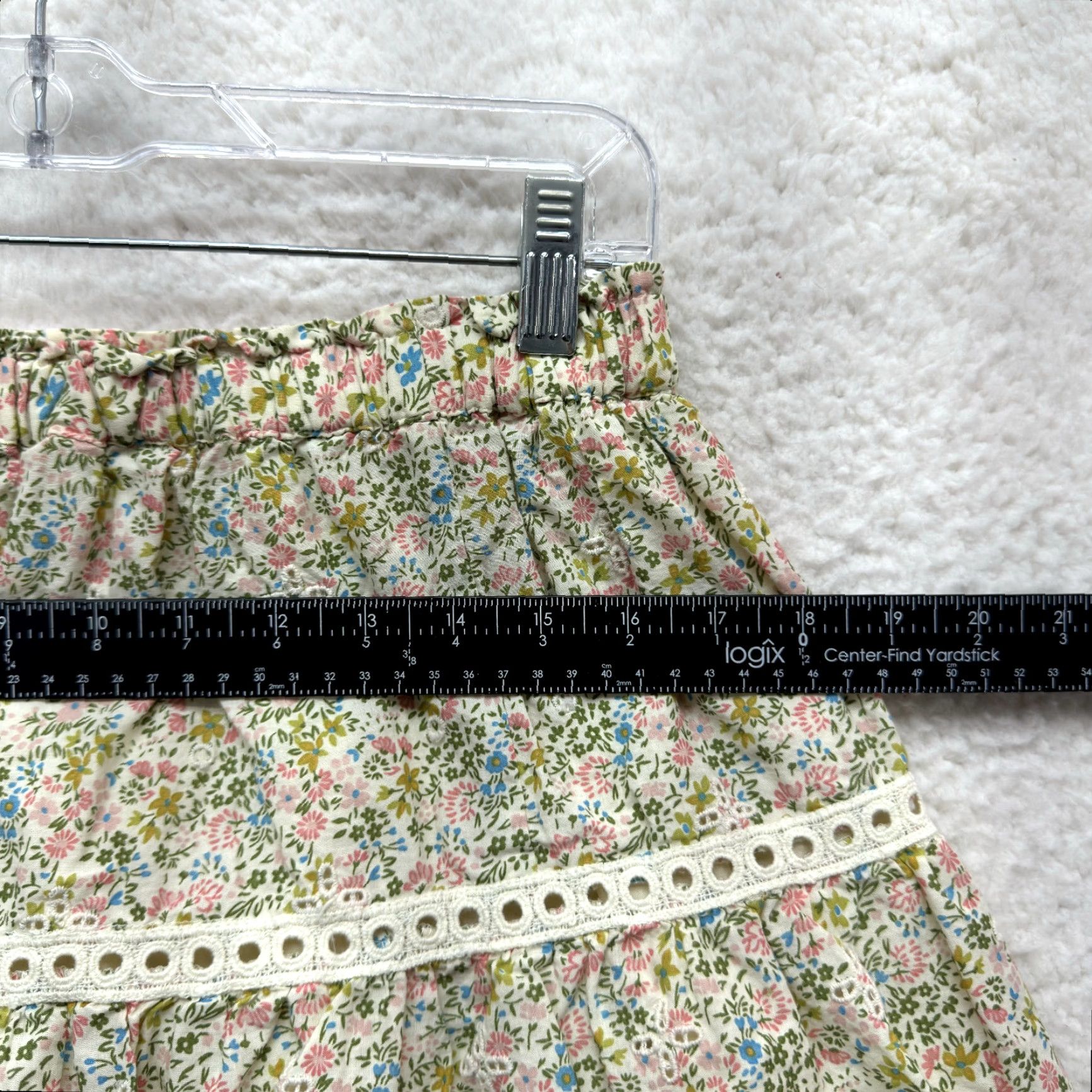 Vintage Y2K Vintage Mini Skirt M Beige Cotton Boho Ditsy Floral Coquette Prairie Cottagecore Fairy Womens Size 32" / US 10 / IT 46 - 4 Thumbnail