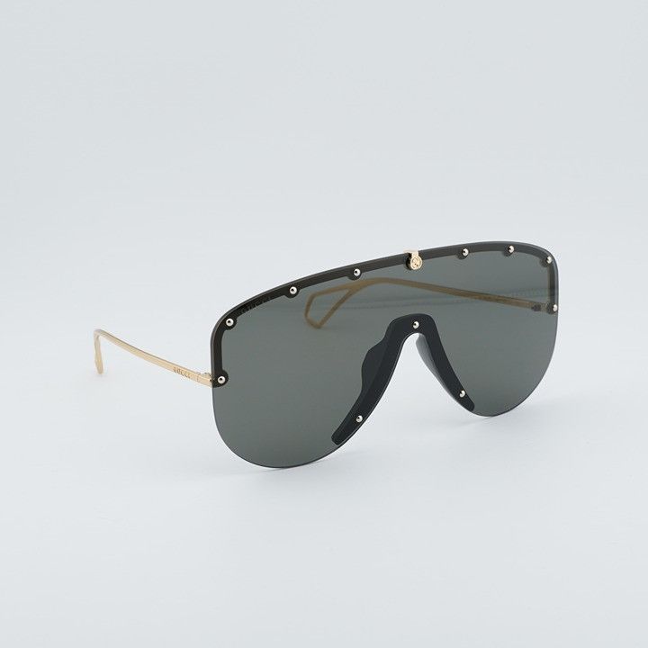 Gucci Gucci GG0667S 001 Sunglasses Gold Shield Frame, Grey Lenses Size ONE SIZE - 5 Thumbnail