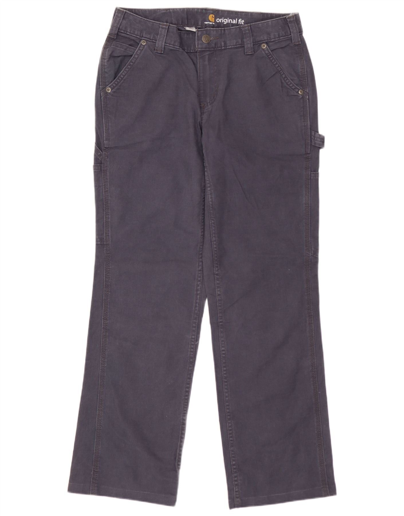 Carhartt Womens Straight Cargo Trousers US 2 XS W28 L28 Navy Blue Cot Size 24" / US 00 / IT 34 - 1 Thumbnail