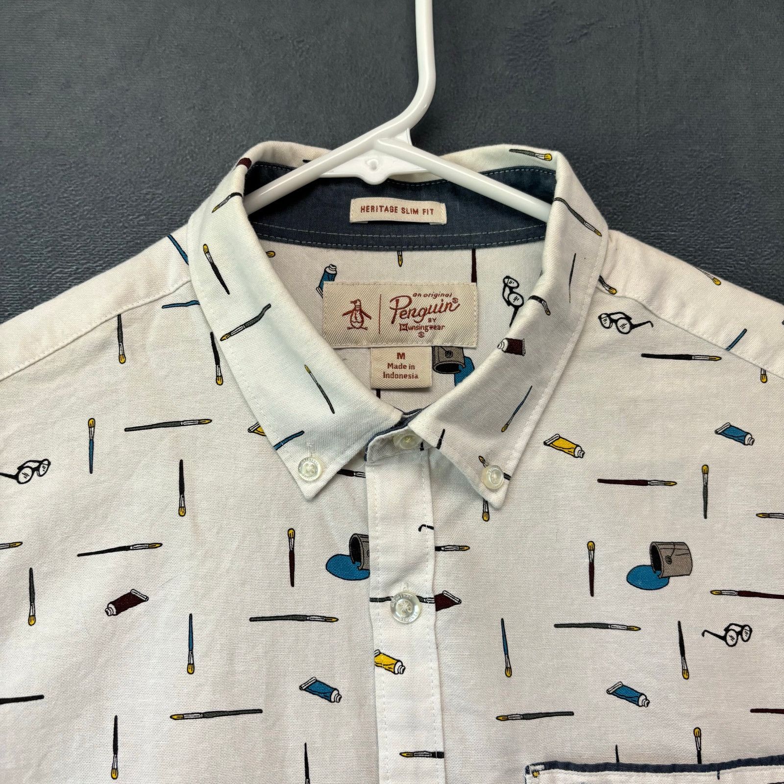 Other Penguin Heritage Slim Fit Shirt Knit Glasses Paint Brushes Size US M / EU 48-50 / 2 - 8 Thumbnail