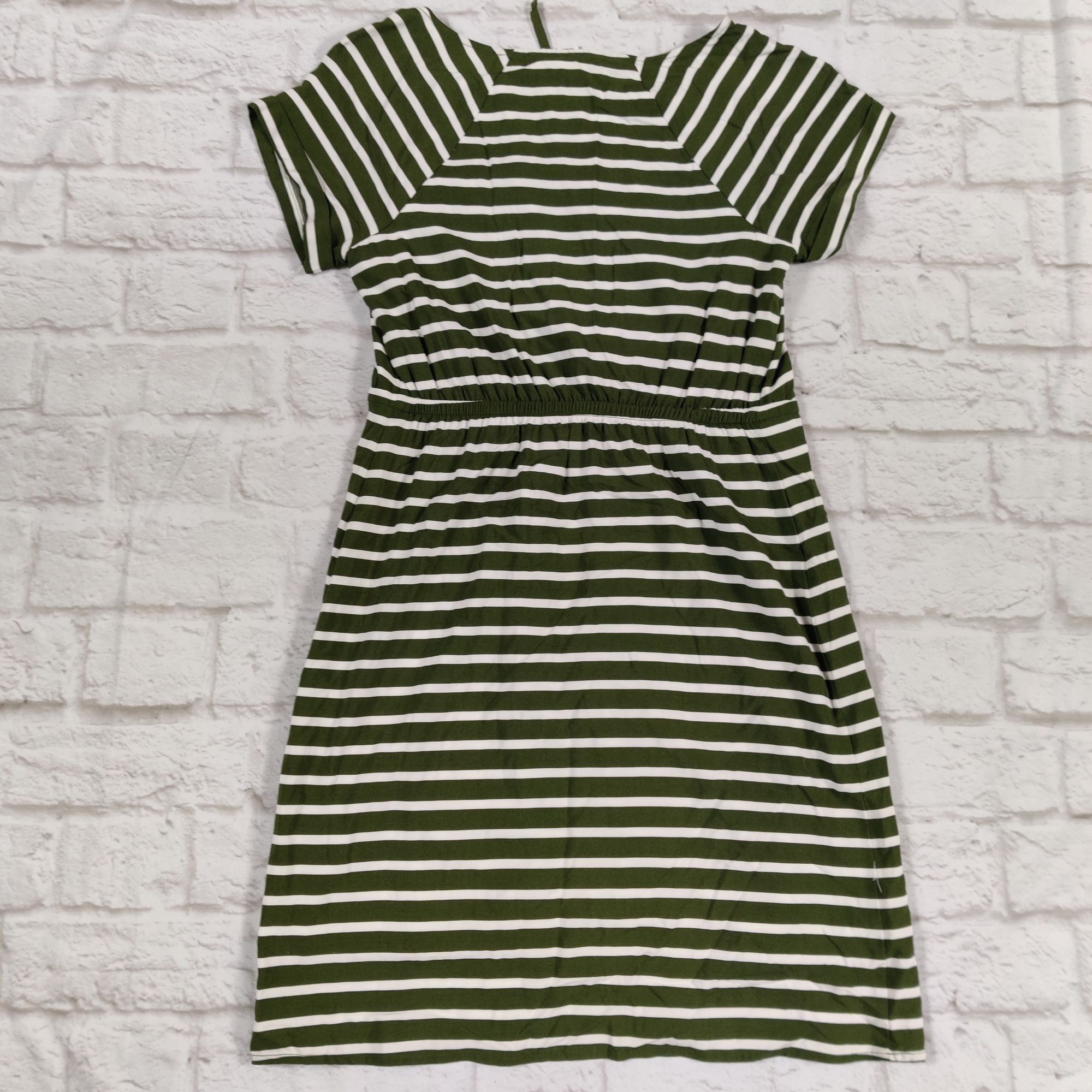 Old Navy Old Navy XS Green White Striped Short Sleeve Dress Tie Waist Size XS / US 0-2 / IT 36-38 - 3 Thumbnail