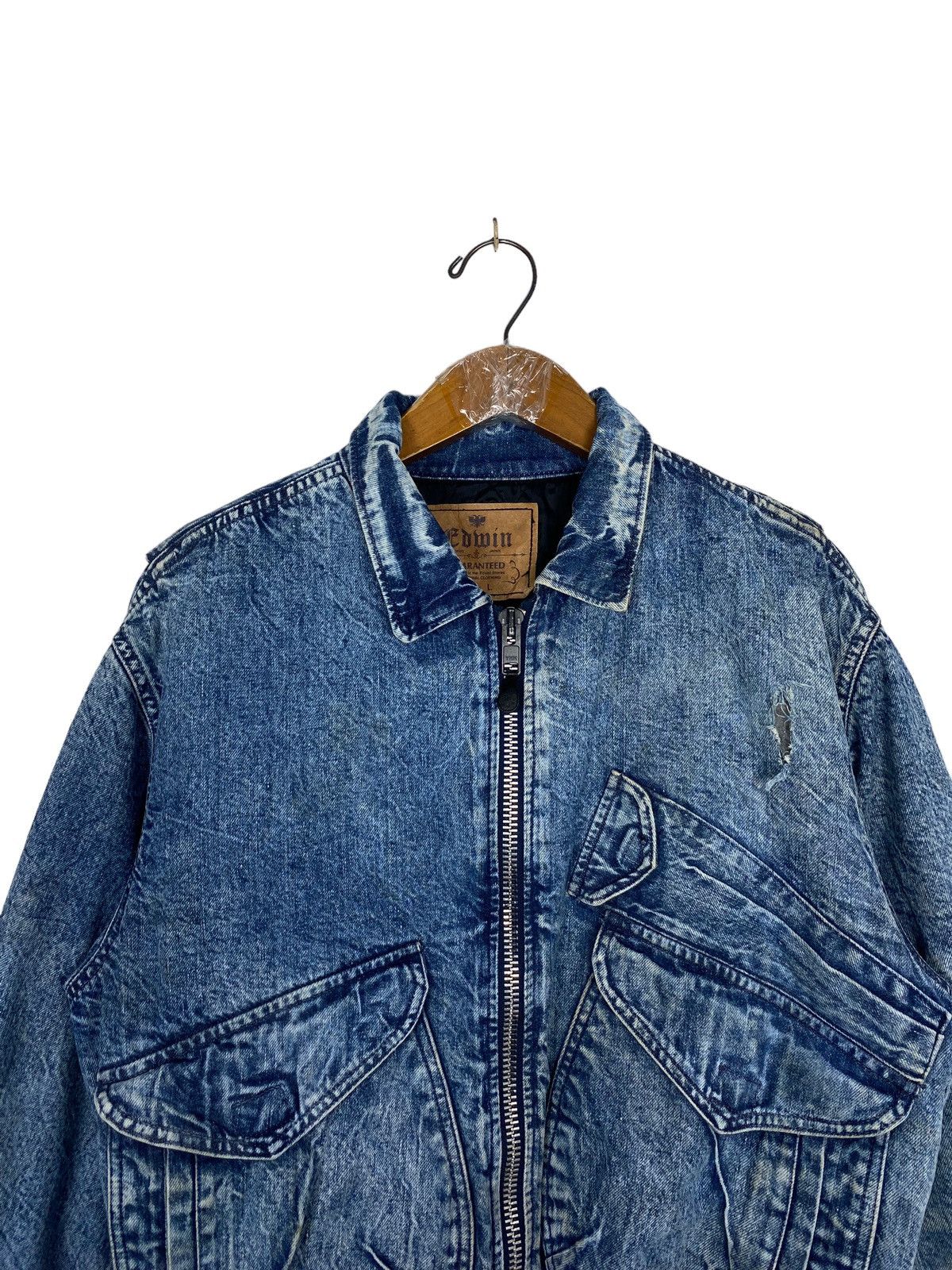 Edwin Rare‼️ Vintage Edwin Denim DISTRESSED Jacket Size US M / EU 48-50 / 2 - 4 Thumbnail