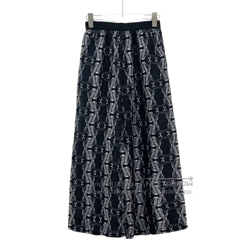 Hermes Hermes Black lock print full-printed mulberry silk casual Size 42" / US 20 - 2 Thumbnail