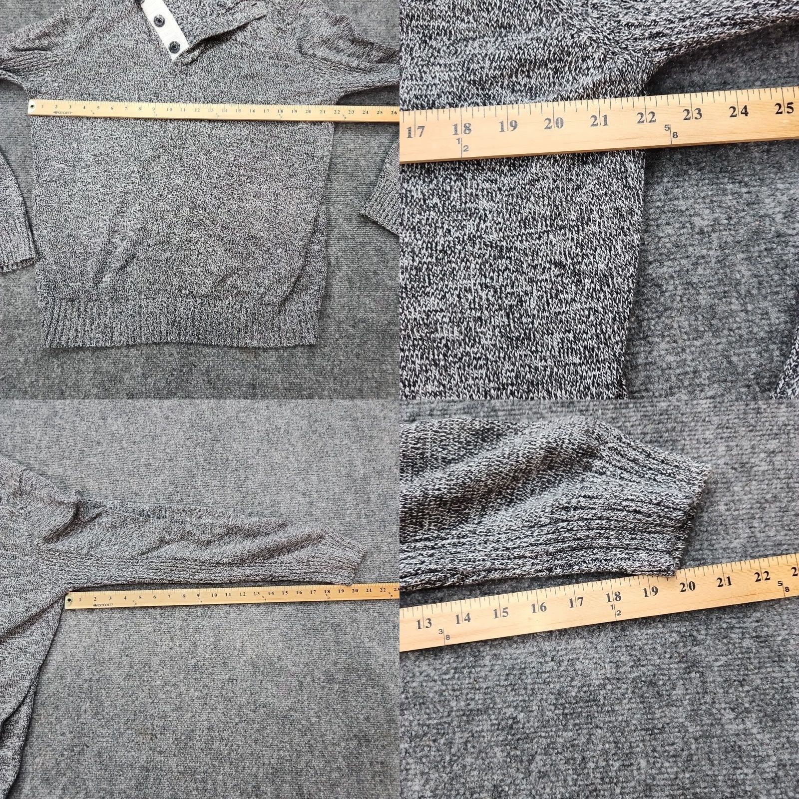 Sean John Sean John Men L Gray Heather Button Henley Sweater Long Sleeve Cotton Shirt Hoody? Size US L / EU 52-54 / 3 - 8 Thumbnail