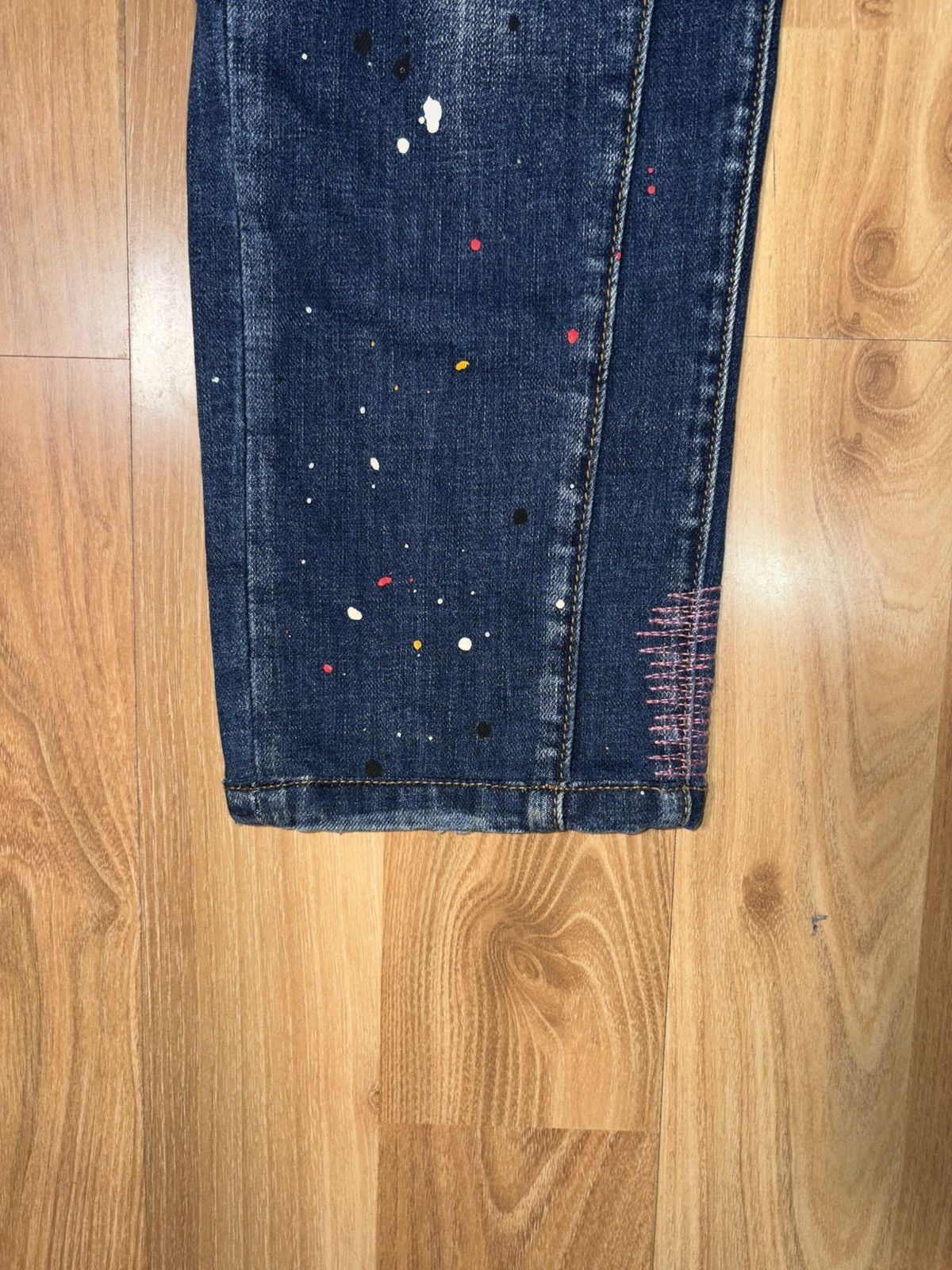 Japanese Brand YUDAN & SANCHVIL Paint Splatter Patchwork Cropped Denim Size US 34 / EU 50 - 4 Thumbnail