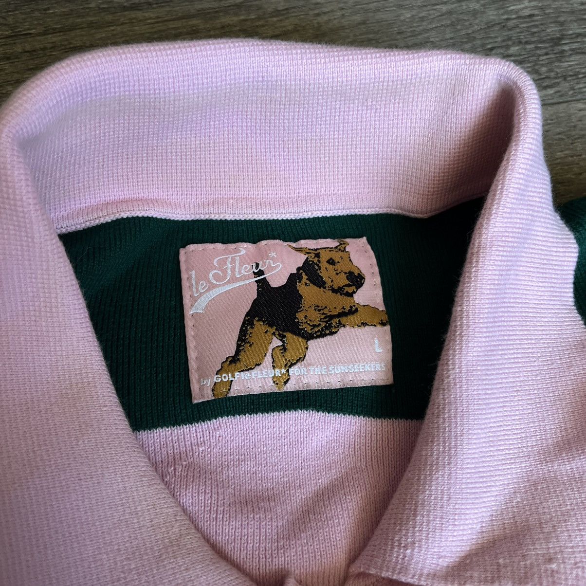 Golf le Fleur Golf le Fleur Wavy Stripe Knit Polo Shirt Pink Green Rare Size US L / EU 52-54 / 3 - 6 Thumbnail