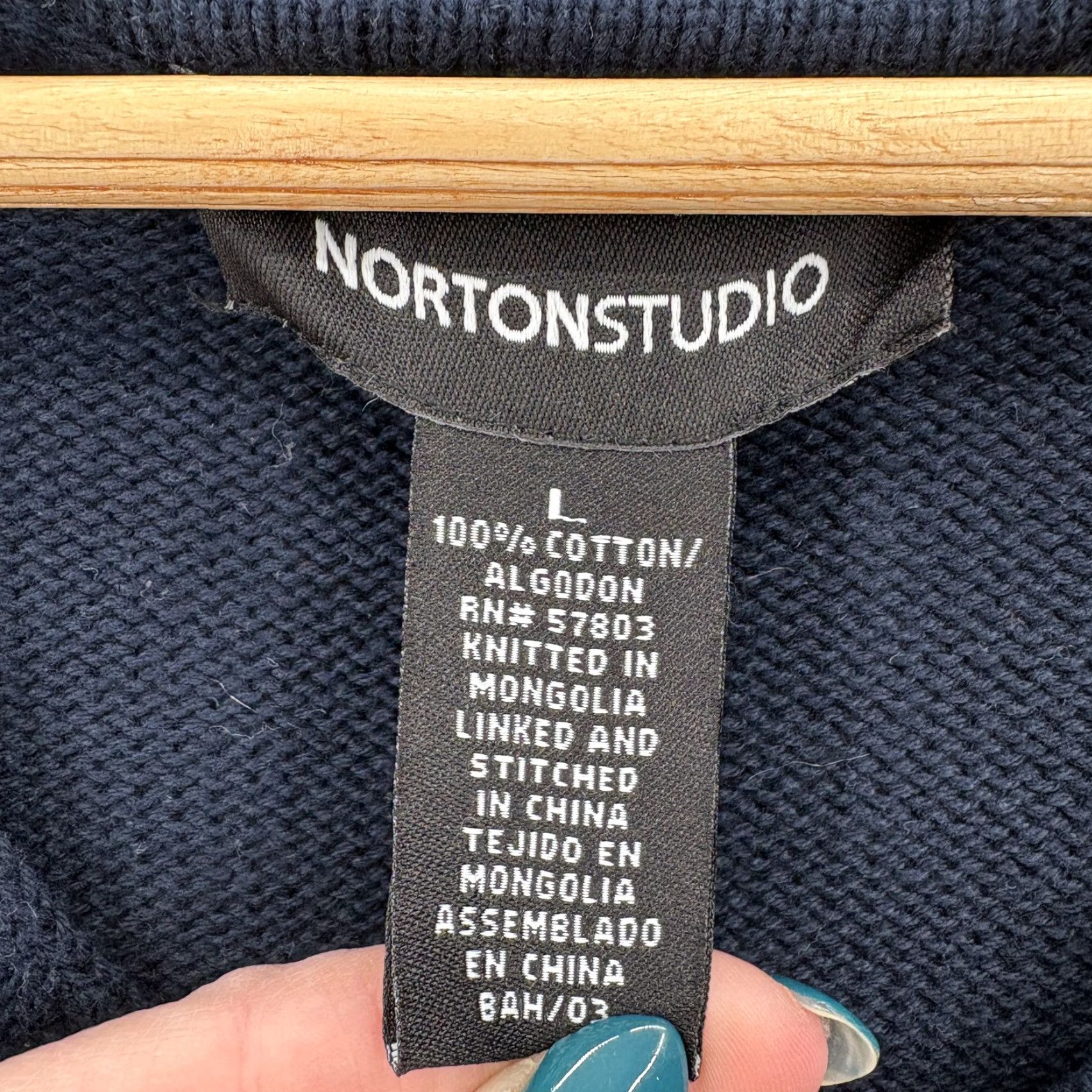 Vintage Norton Studio Sweater Womens Large Blue Stripe Anchor V-Neck Cotton Nautical NWT Size L / US 10 / IT 46 - 4 Thumbnail