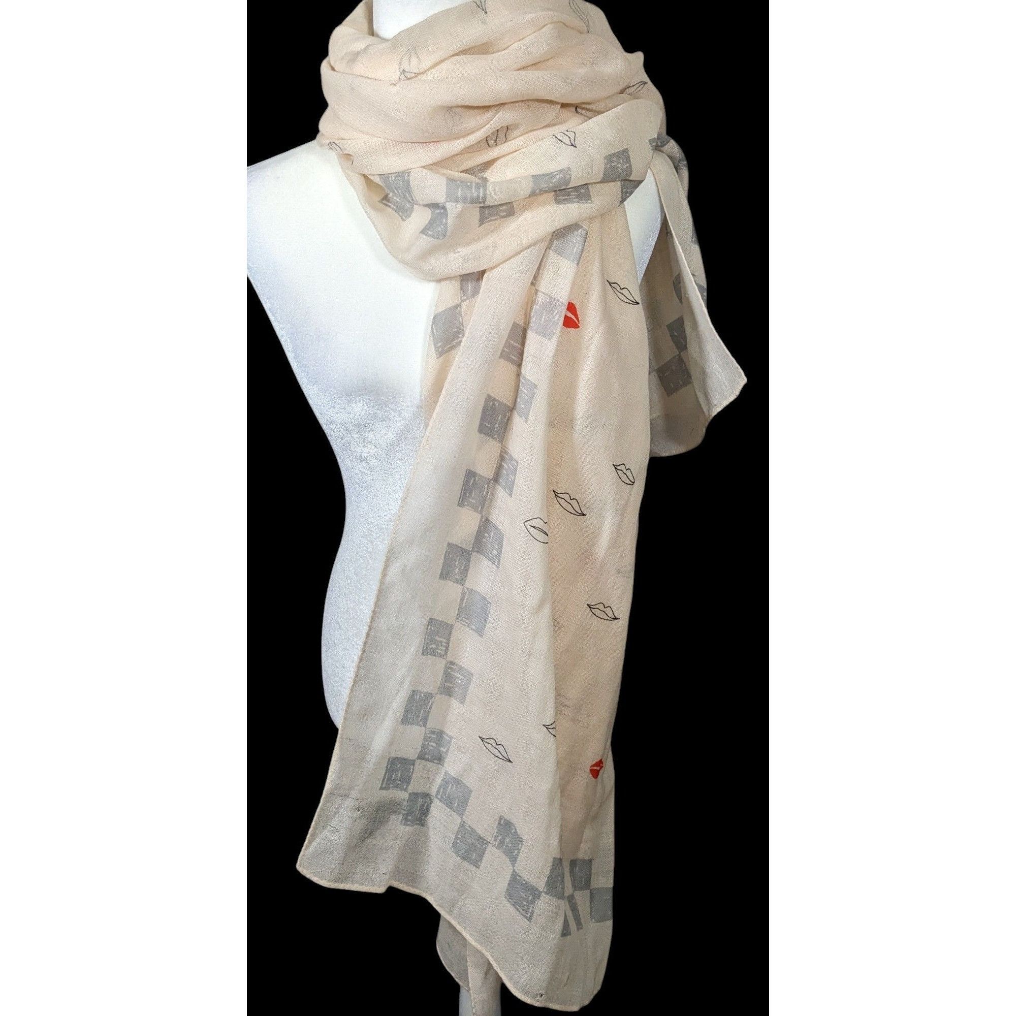 Rag & Bone Rag & Bone Checkerboard Lip Print Shawl/Scarf Size ONE SIZE - 5 Thumbnail