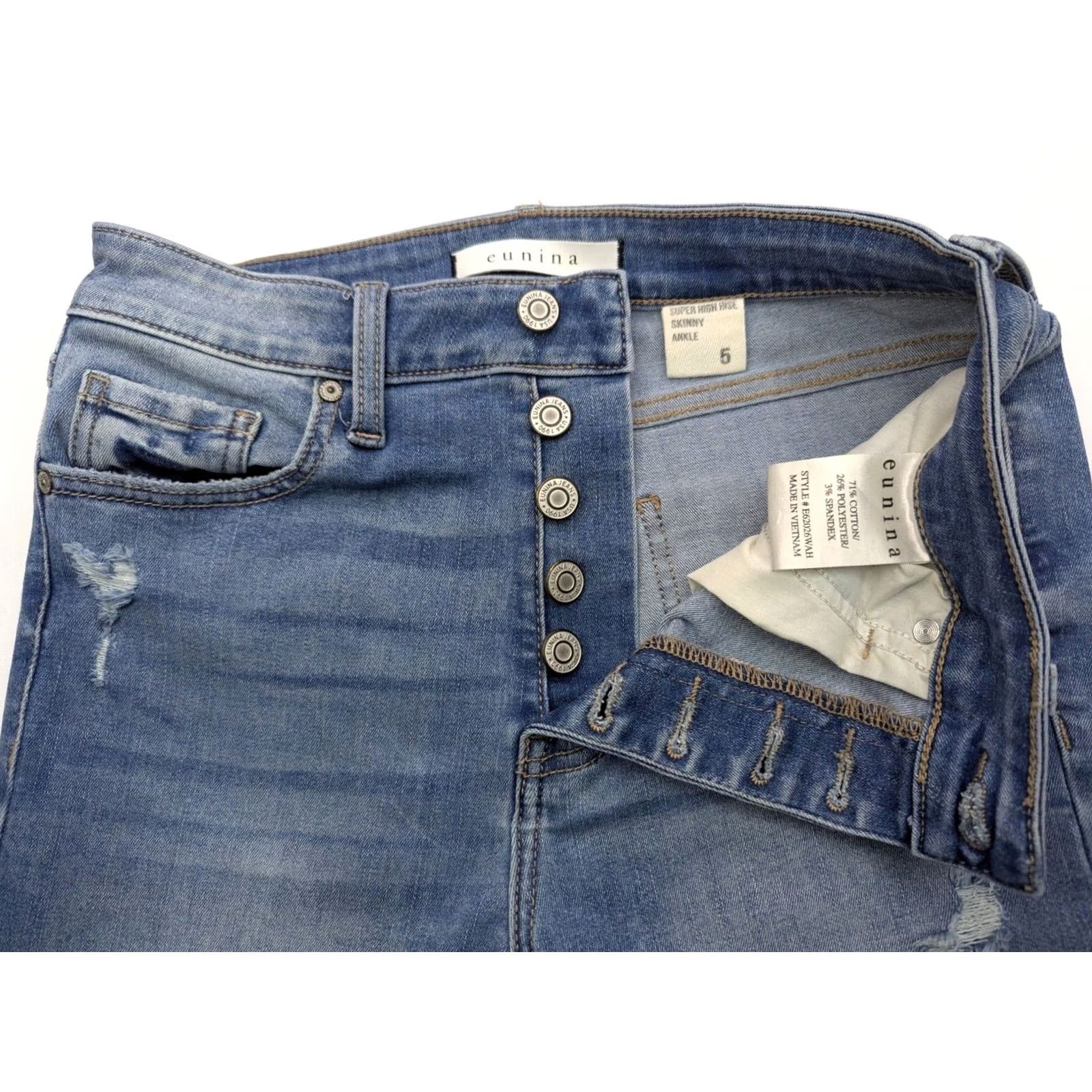 Vintage Eunina Jeans Distressed High Rise Skinny 5 27x27.5 Blue Women Jeans Size 27" / US 4 / IT 40 - 6 Thumbnail