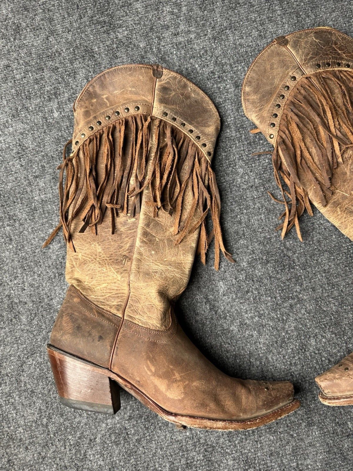 Tony Lama Womens Leather Tony Lama Fringe Western Cowboy, Size US 7.5B Size US 7.5 / IT 37.5 - 3 Thumbnail