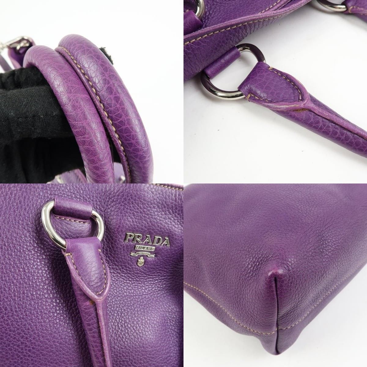 Prada Prada Vitello Daino Tote Purple Size ONE SIZE - 5 Thumbnail