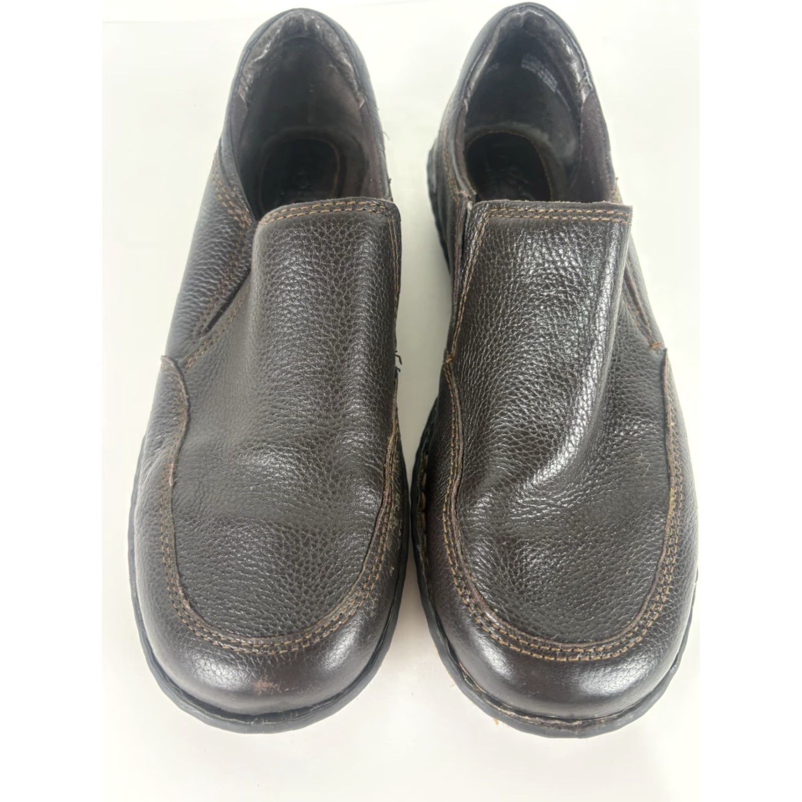 Vintage Boc Leather Slip On Loafers Womens Size 7M Brown 1.5in Heel Round Toe Casual Workwear Size US 7 / IT 37 - 2 Thumbnail