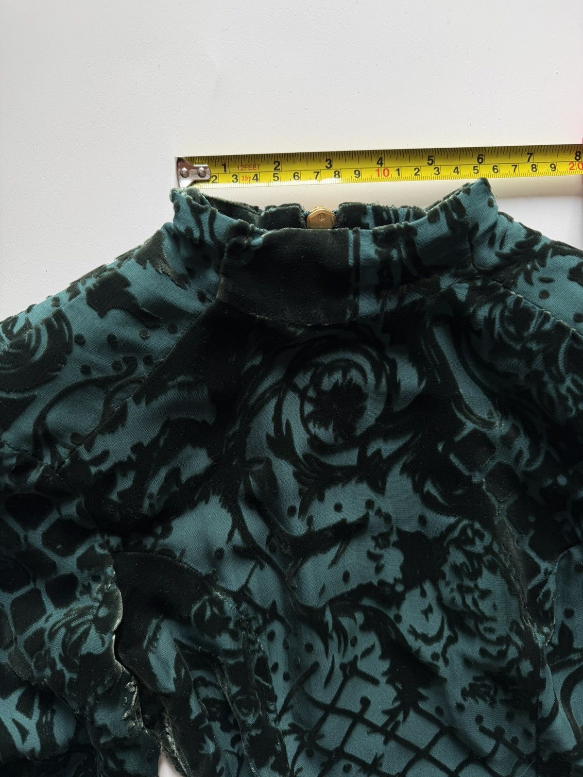 Balmain × H&M BALMAIN X H&M Velvet Green Dress Tunic Silk Long Sleeve Size XS / US 0-2 / IT 36-38 - 18 Thumbnail