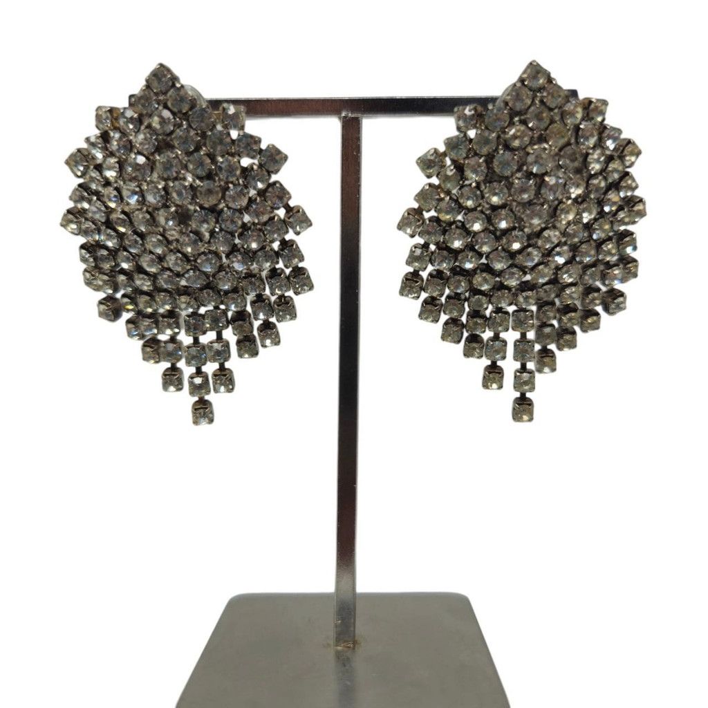 Vintage Vintage Cascading Rhinestone Clip-On Earrings Size ONE SIZE - 1 Thumbnail