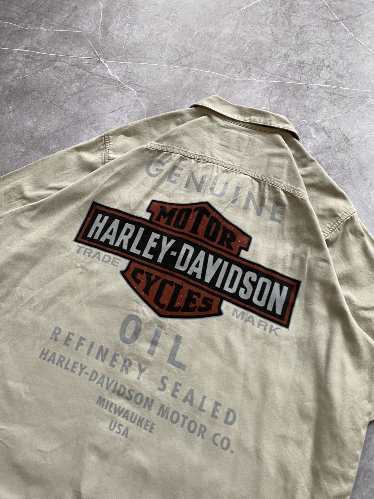 Harley Davidson × Vintage Harley Davidson Motorcycles Genuine Oil Shirt Button Up Usa Size US XL / EU 56 / 4 - 5 Thumbnail