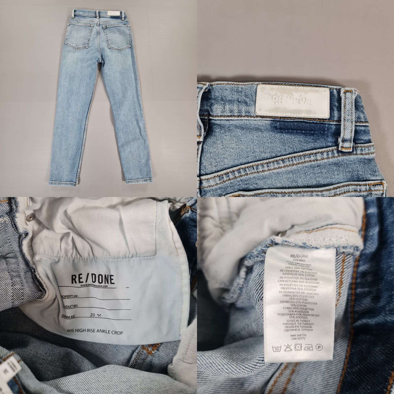RE/DONE VINTAGE Re/Done Jeans Blue W26 L26 90s Ankle High Rise Stretch Denim Womens Jeans Size 26" / US 2 / IT 38 - 8 Thumbnail