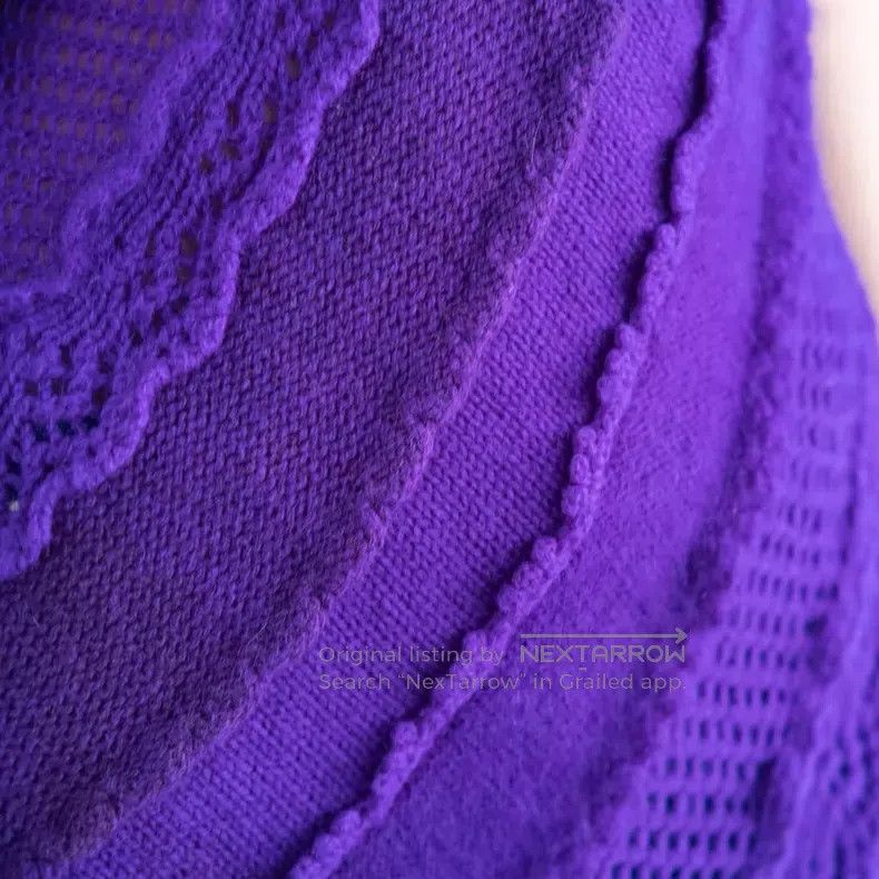 Comme des Garcons Comme Des Garcons Purple knitted spliced off-shoulder top Size S / US 4 / IT 40 - 5 Thumbnail