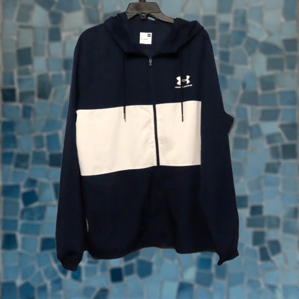 Under Armour Under Armour Windbreaker Jacket Hooded Blue White Sportstyle Men's XL Regular Size Size US XL / EU 56 / 4 - 1 Thumbnail