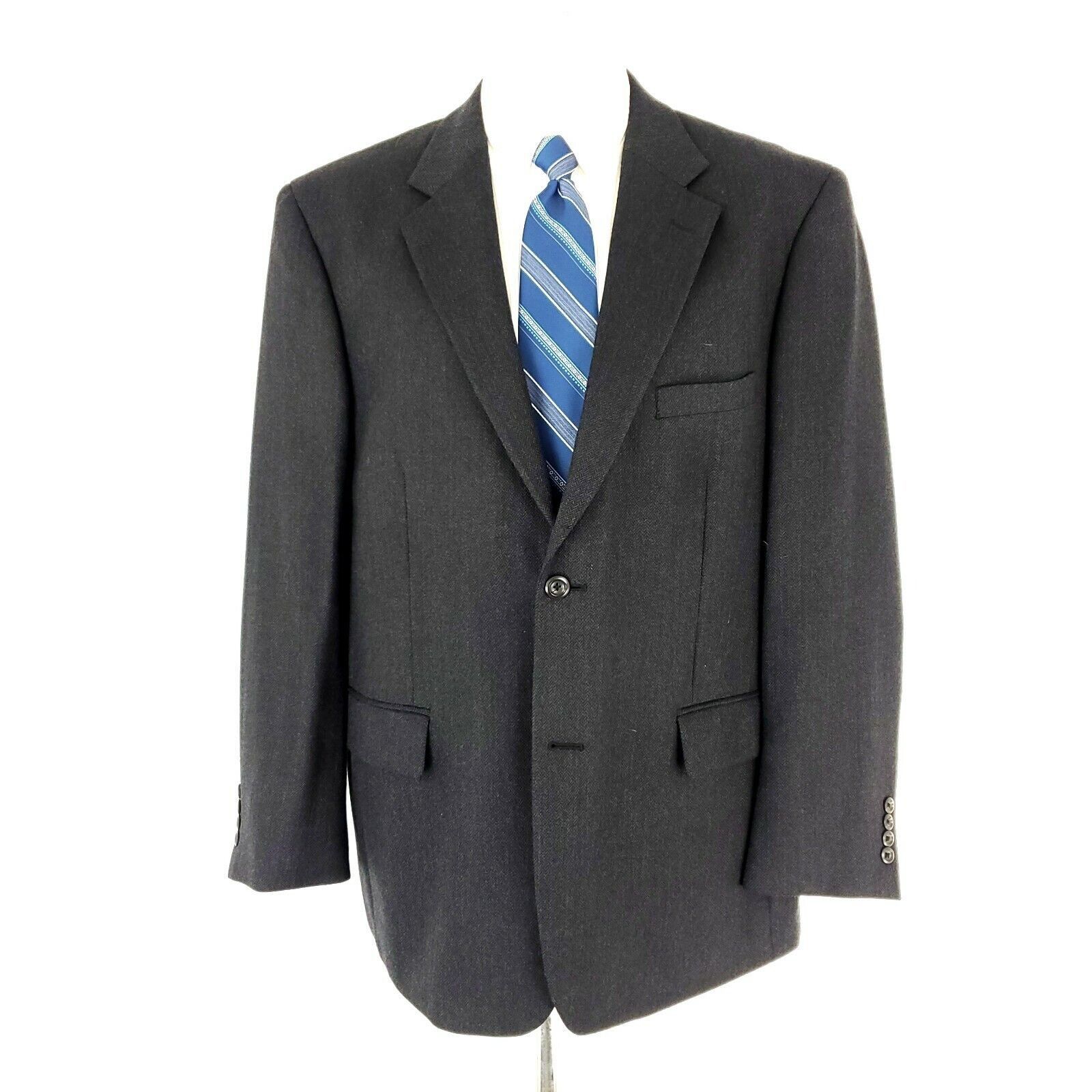 Pronto Uomo Pronto Uomo Lambswool 2 Button Blazer 44R Gray Herringbone S Size 44R - 3 Thumbnail