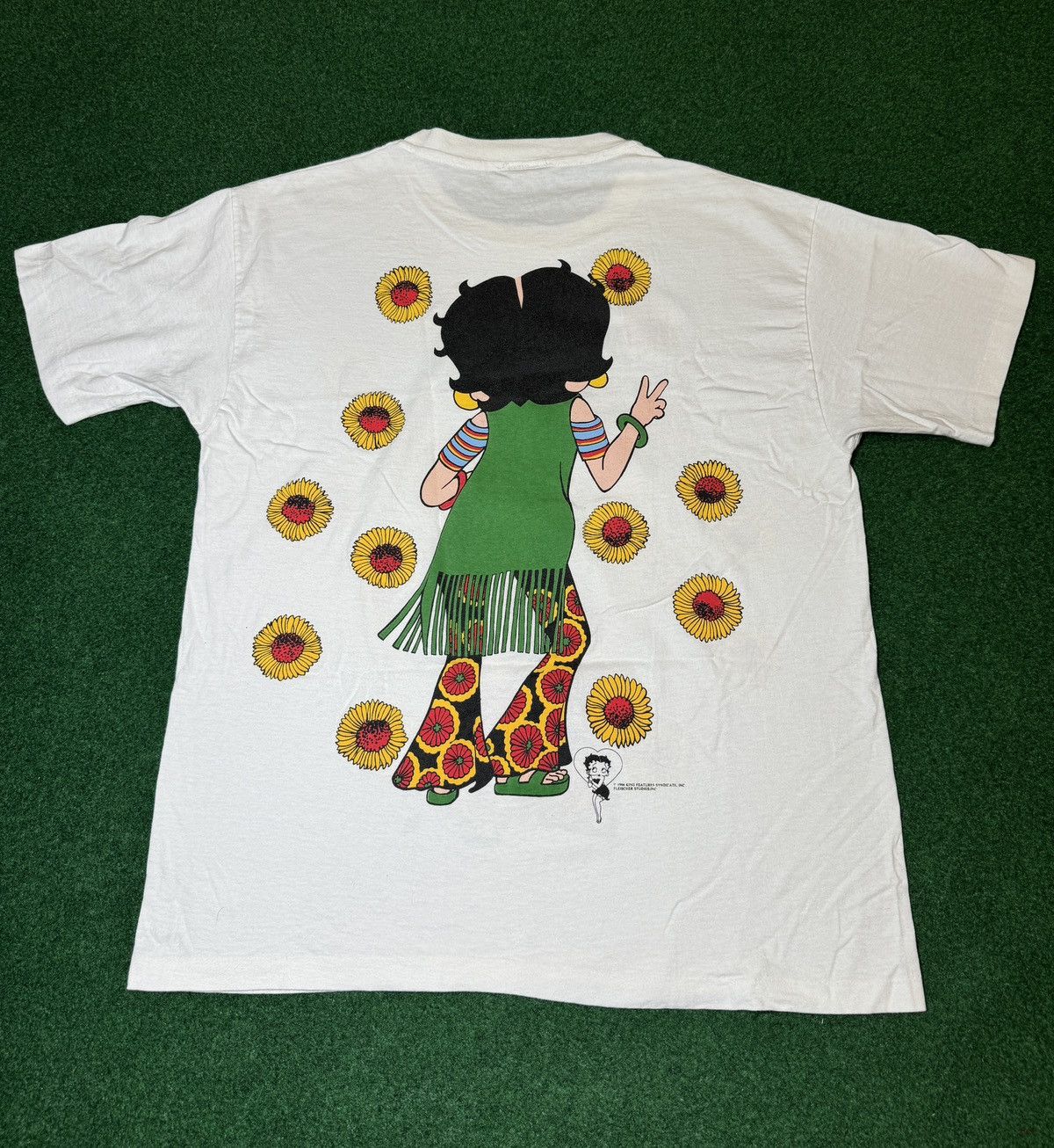 Changes × Vintage Vtg 90s Betty Boop Flower Child Hippie Sunflower T Shirt Size XL / US 12-14 / IT 48-50 - 3 Thumbnail