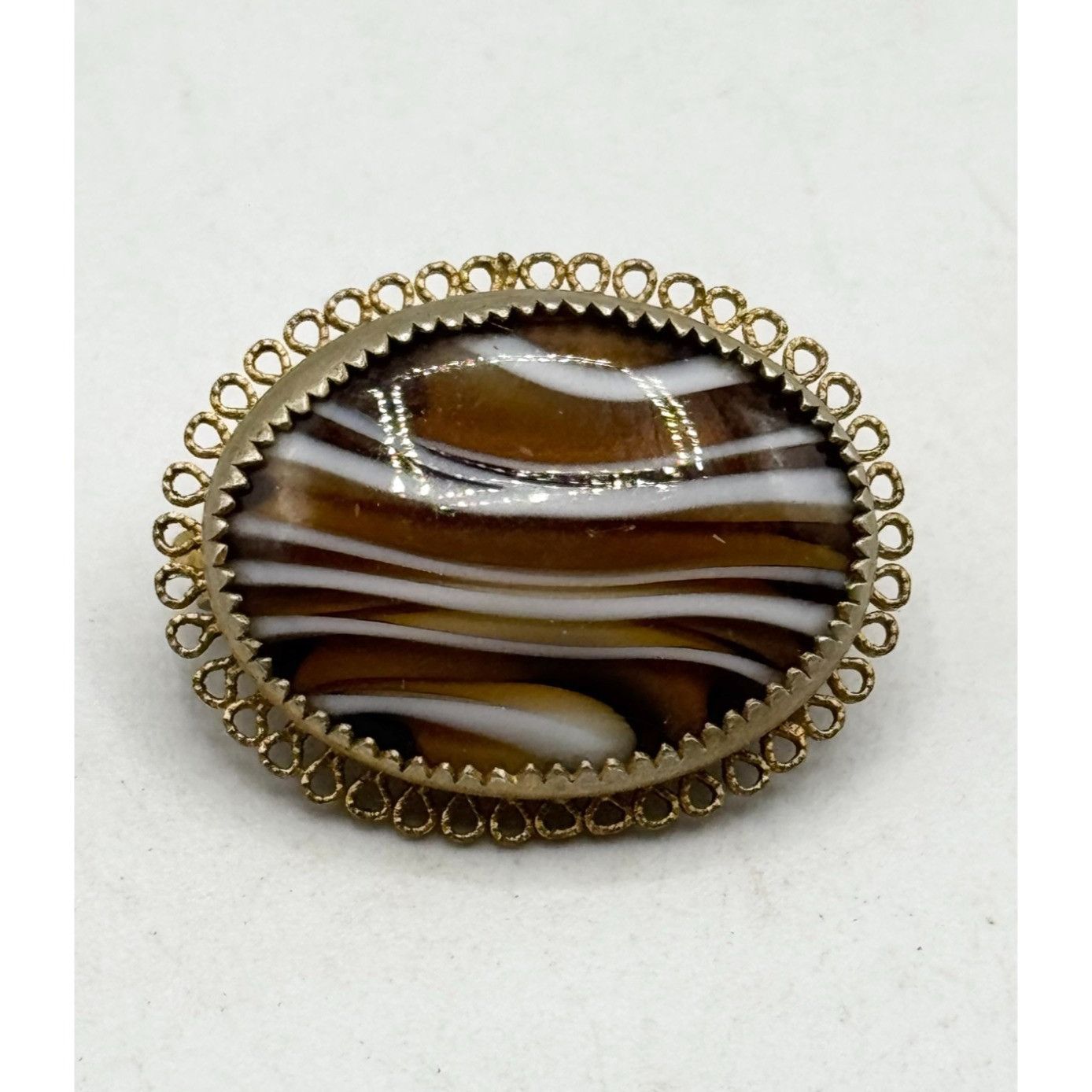 Other Vintage Estate antique striped striated agate stone brooch p Size ONE SIZE - 2 Thumbnail