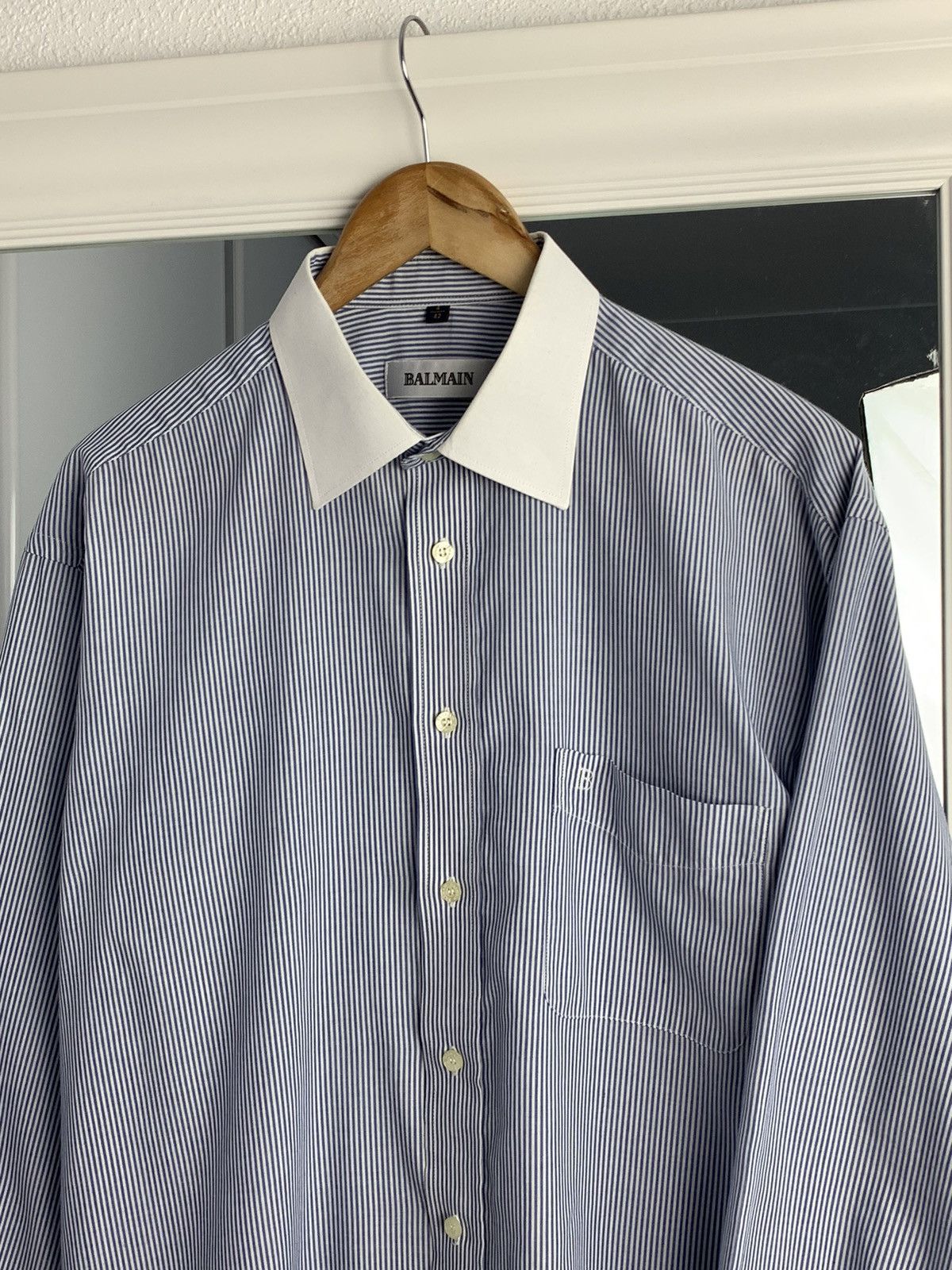 Balmain Balmain Stripped Shirt Vintage Balmain Shirt Button Ups 42/4 Size US XL / EU 56 / 4 - 3 Thumbnail