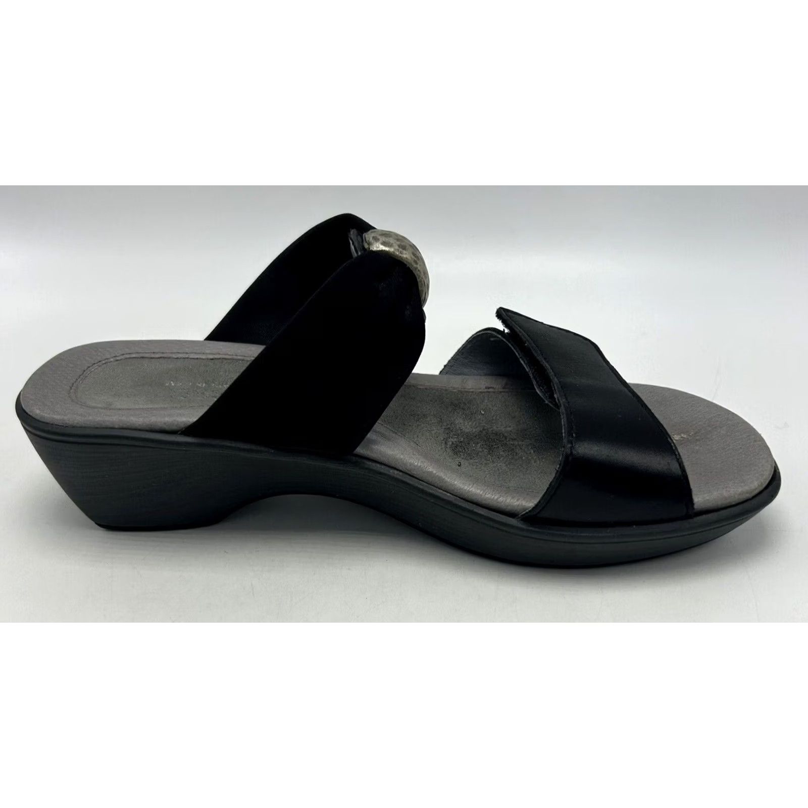 Vintage Naot Sandals Womens 5 Pinotage Wedge Black Leather 36 Adjustable 2" Read Size US 5.5 / IT 35.5 - 4 Thumbnail