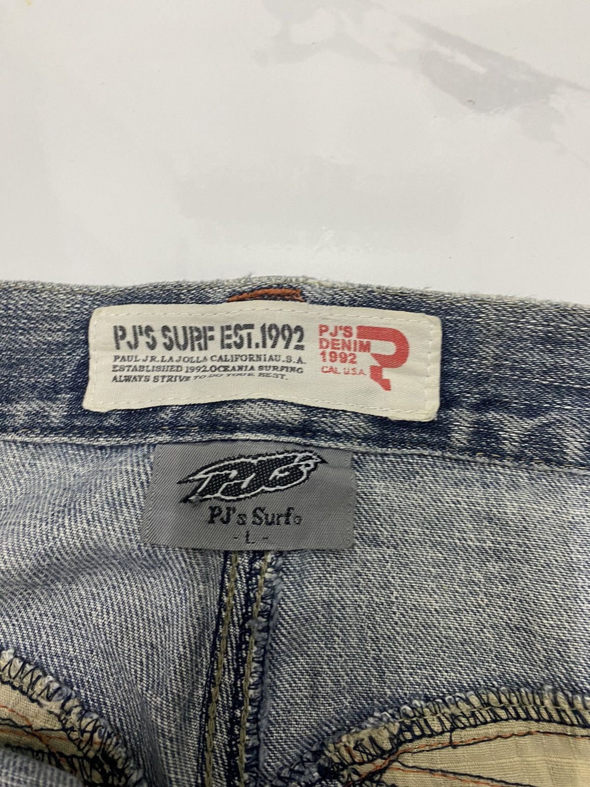 If Six Was Nine PJ’S SURF DISTRESSED DENIM BAGGY JEANS SKATEGANG STYLE Size US 33 - 7 Thumbnail