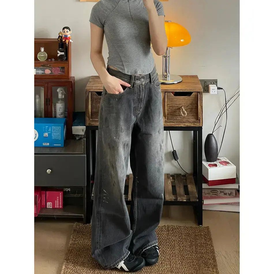 Japanese Brand Retro loose splashed ink straight leg jeans Size US 32 / EU 48 - 6 Thumbnail