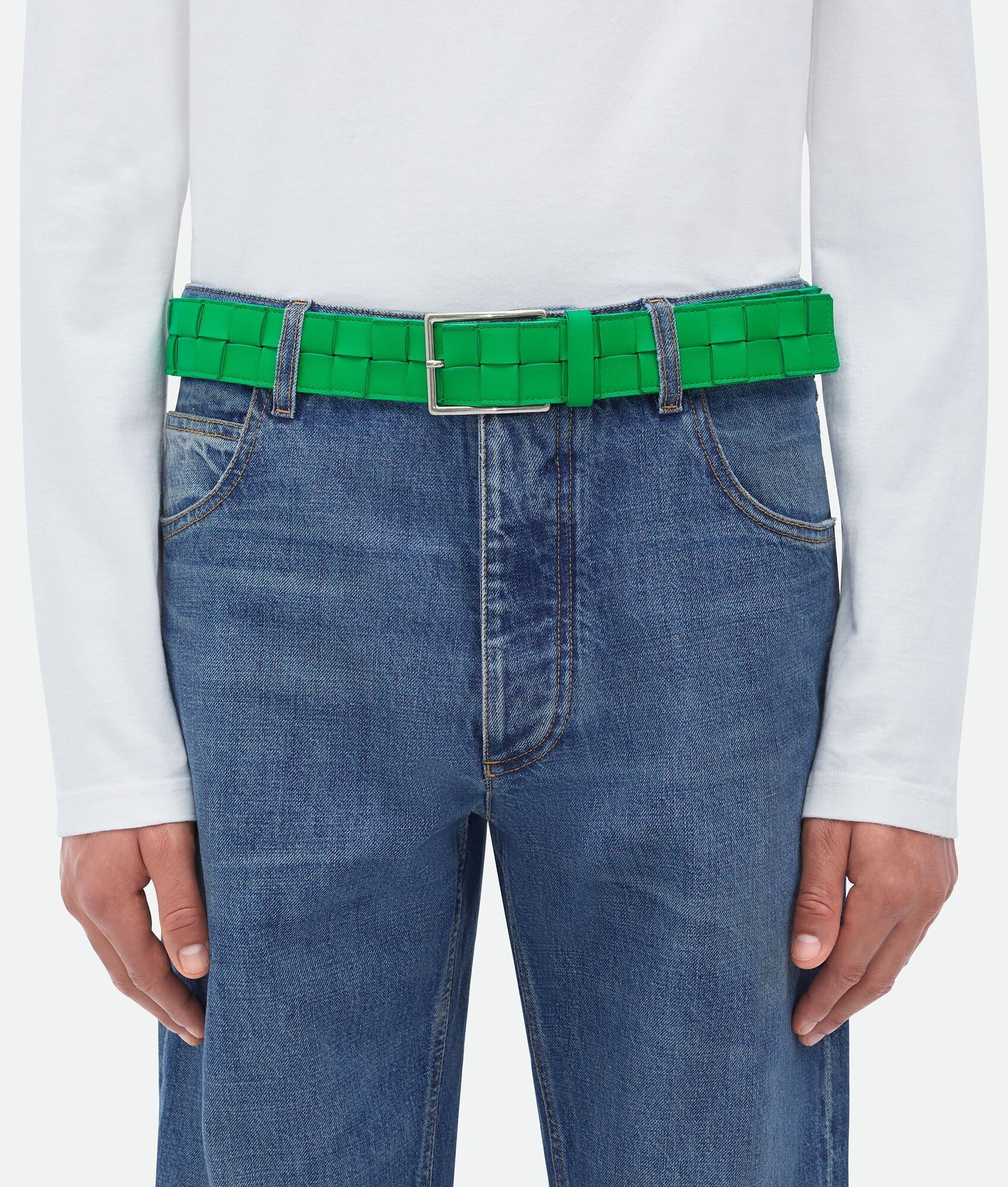 Bottega Veneta o1n1vont0425 Size: 100 / Maxi Intreccio Belt in Parakeet Size 40 - 4 Thumbnail