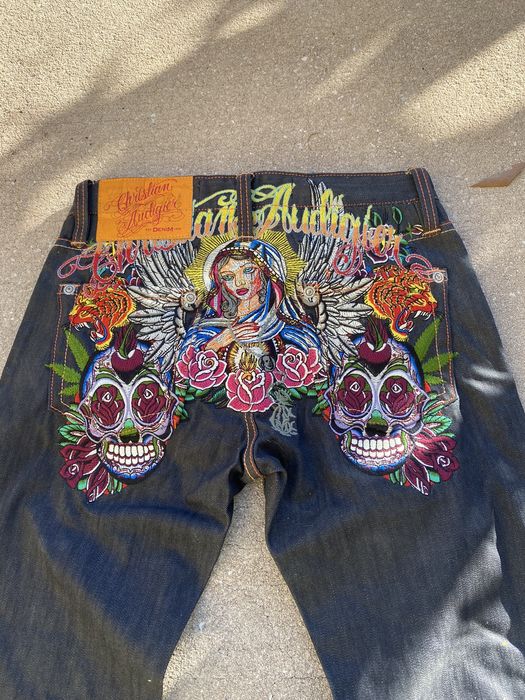 Christian Audigier Rare Christian Audigier Virgin Mary Jeans 30X34