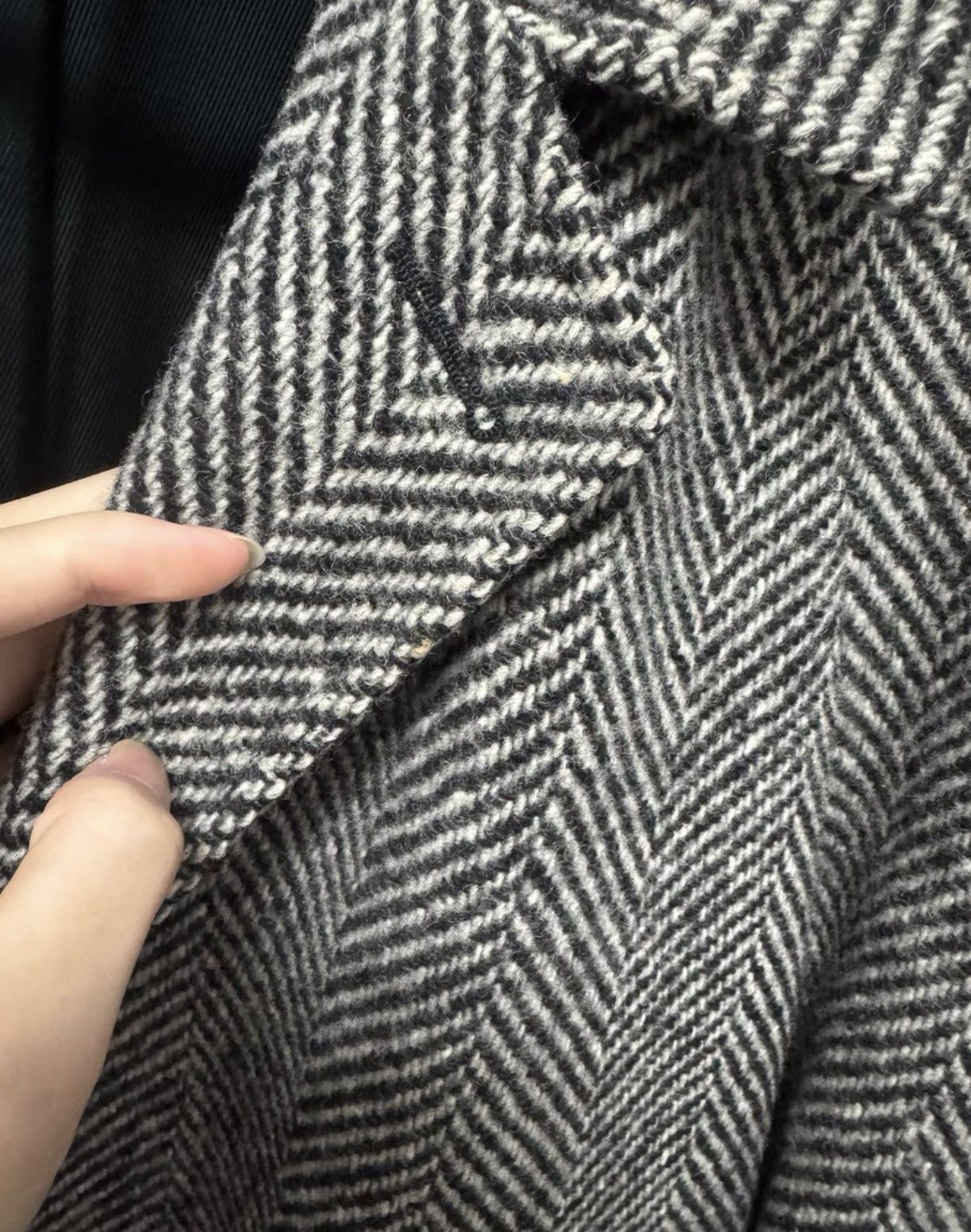 Saint Laurent Paris SLP 13FW Runway Wool Four-Button Herringbone Overcoat Size US XL / EU 56 / 4 - 4 Thumbnail