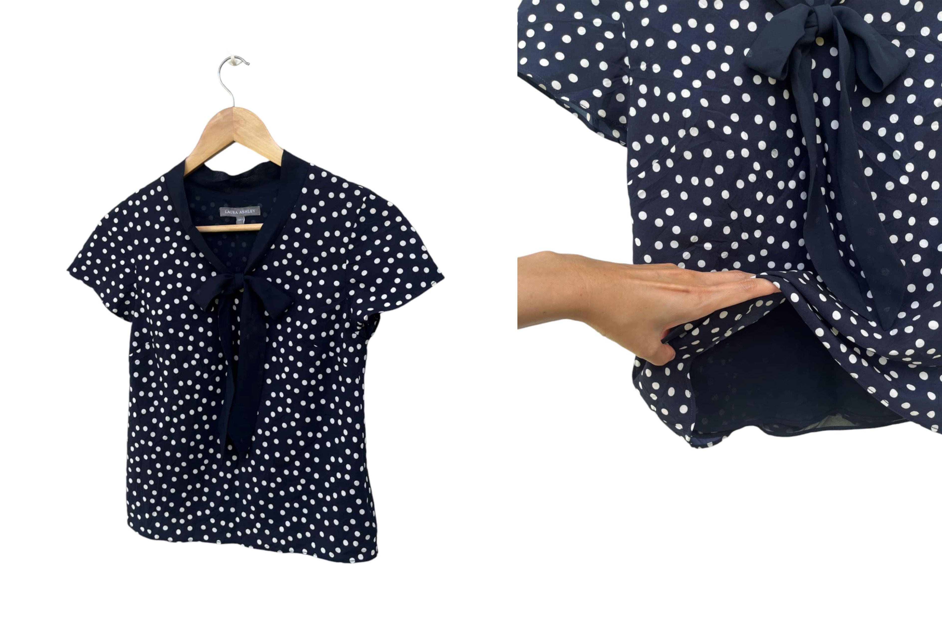 Laura Ashley LAURA ASHLEY pussy bow collar top, polka dot Ascot top Size M / US 6-8 / IT 42-44 - 4 Thumbnail