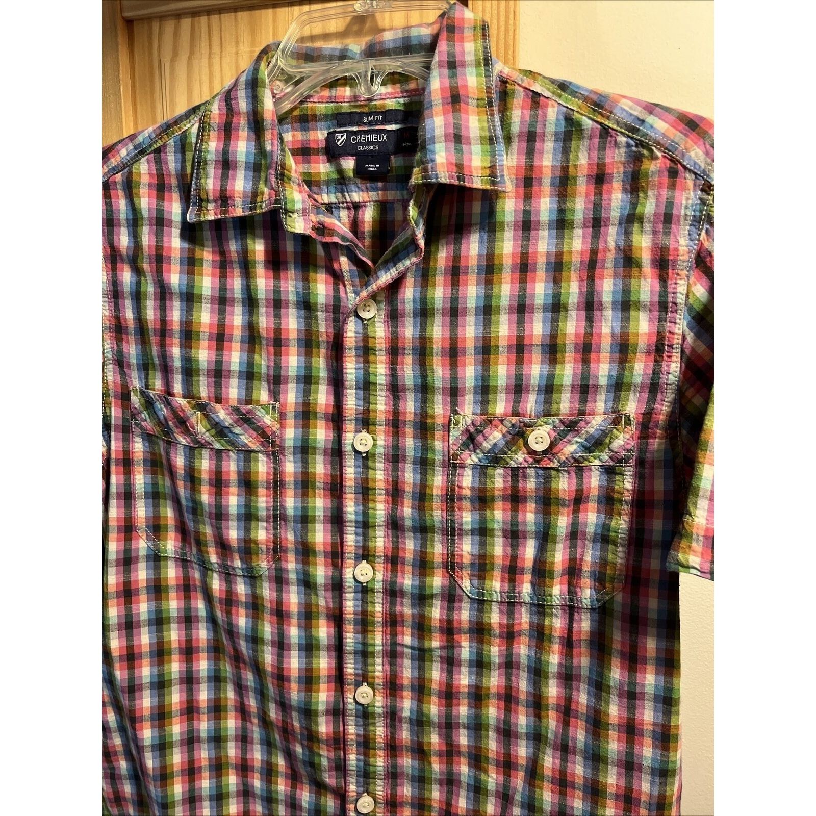 Cremieux Cremieux Men’s M Colored Check Button Cotton Slim Fit Shirt Size US M / EU 48-50 / 2 - 6 Thumbnail