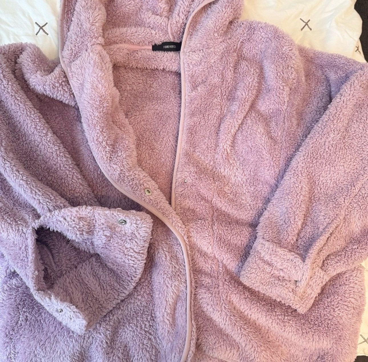Forever 21 Forever 21 Lilac Teddy Fur Jacket Women’s Large Size L / US 10 / IT 46 - 3 Thumbnail