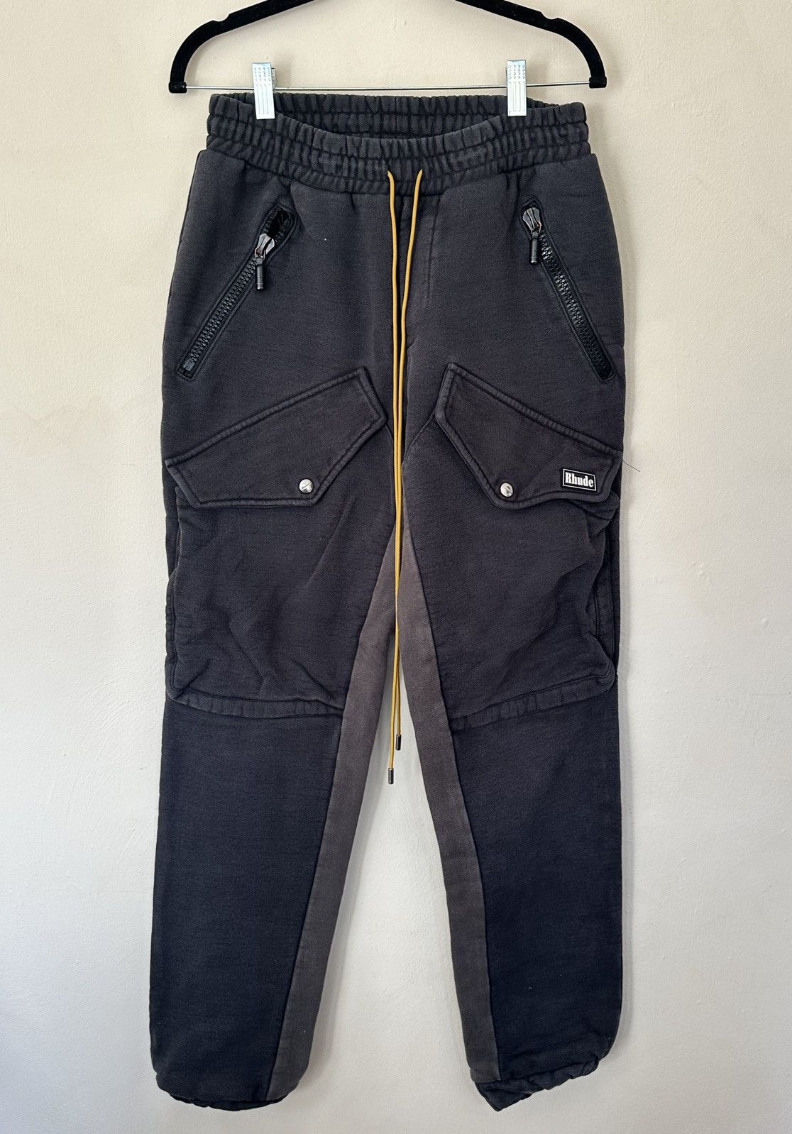 Rhude Black and Gray Cargo Sweatpants