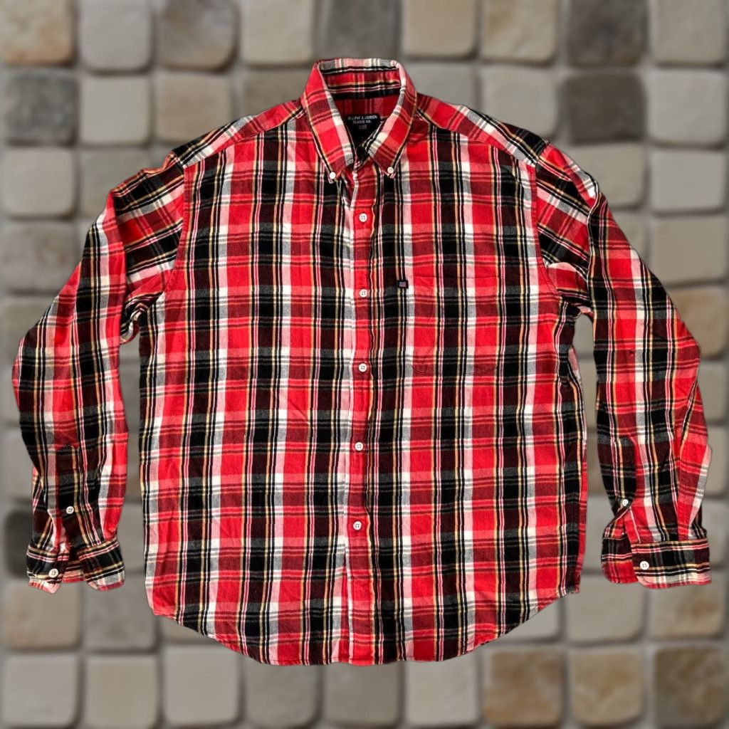 Ralph Lauren VINTAGE Ralph Lauren Jeans Co. Button-Down Shirt M Red Plaid 90s Mens Button-Down Shirt Size US M / EU 48-50 / 2 - 1 Thumbnail