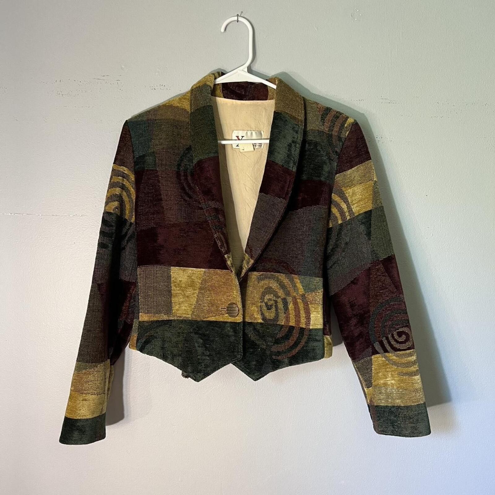 Other Vintage Expose retro abstract cropped blazer Size S / US 4 / IT 40 - 1 Thumbnail