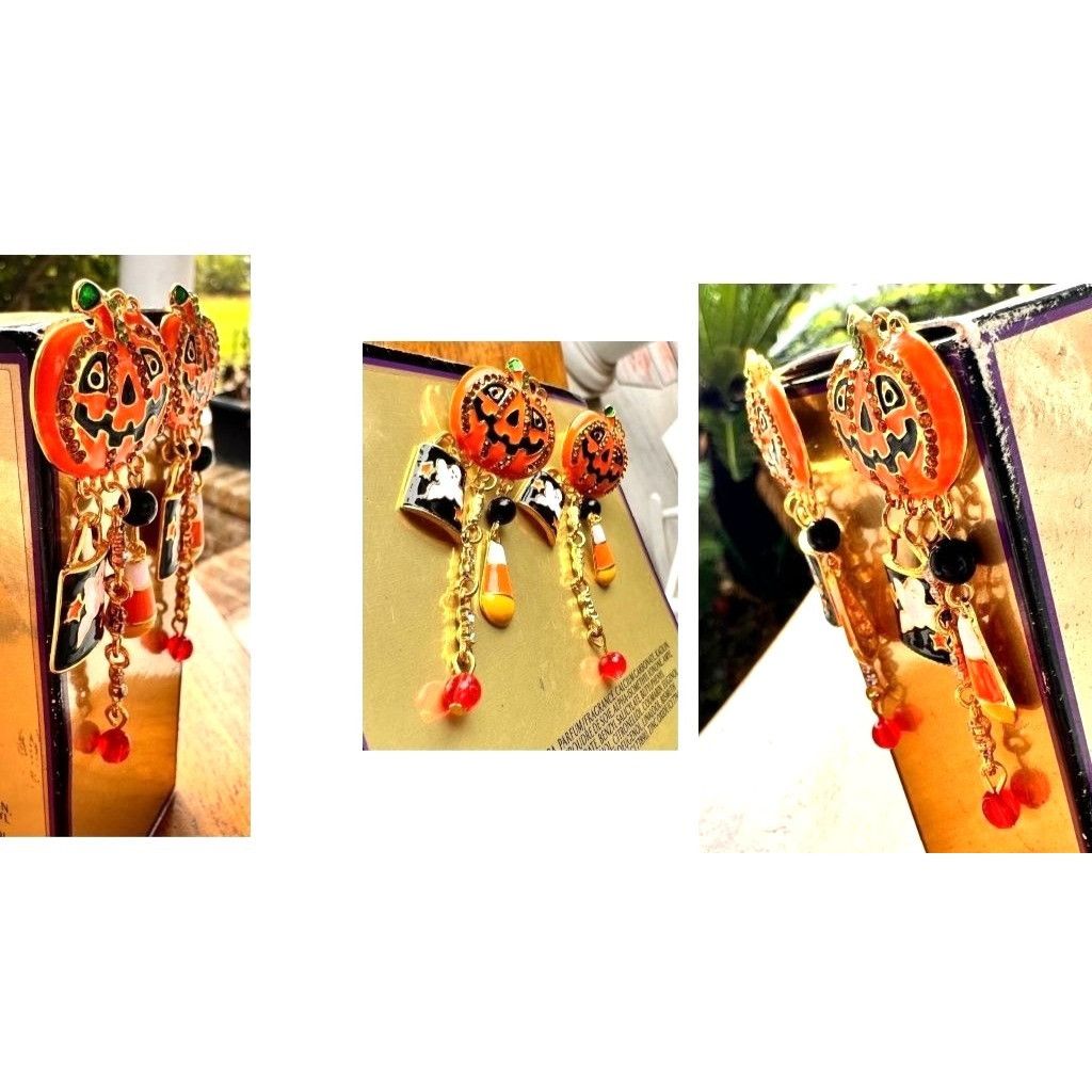 Handmade Halloween Earrings New Jack O Lantern Candy Corn Ghost Beads Size ONE SIZE - 8 Thumbnail
