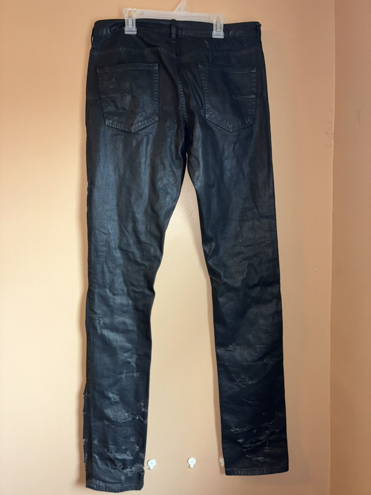 Other Vintage Y2K Ripped Leather Jeans Size US 32 / EU 48 - 2 Thumbnail