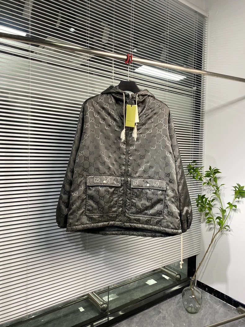 Gucci Monogrammed Hooded Jacket in Grey
