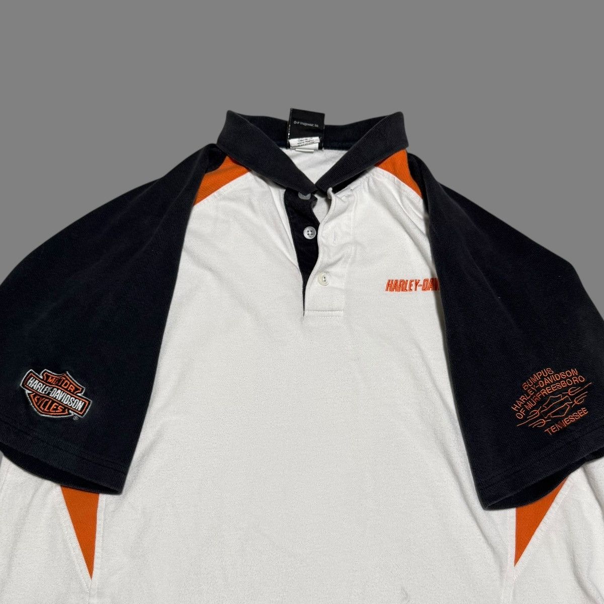 Harley Davidson Harley Davidson Embroidered Stained Polo Shirt Adult Large Size US L / EU 52-54 / 3 - 4 Thumbnail