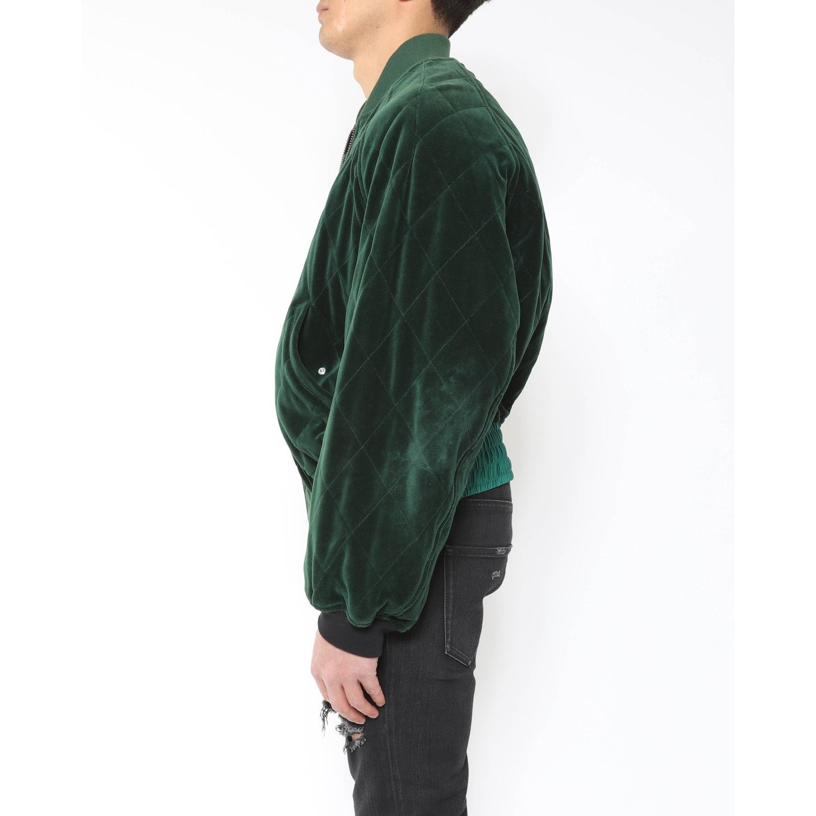 Haider Ackermann FW19 Quilted Bomber in Green Velvet Size US L / EU 52-54 / 3 - 6 Thumbnail